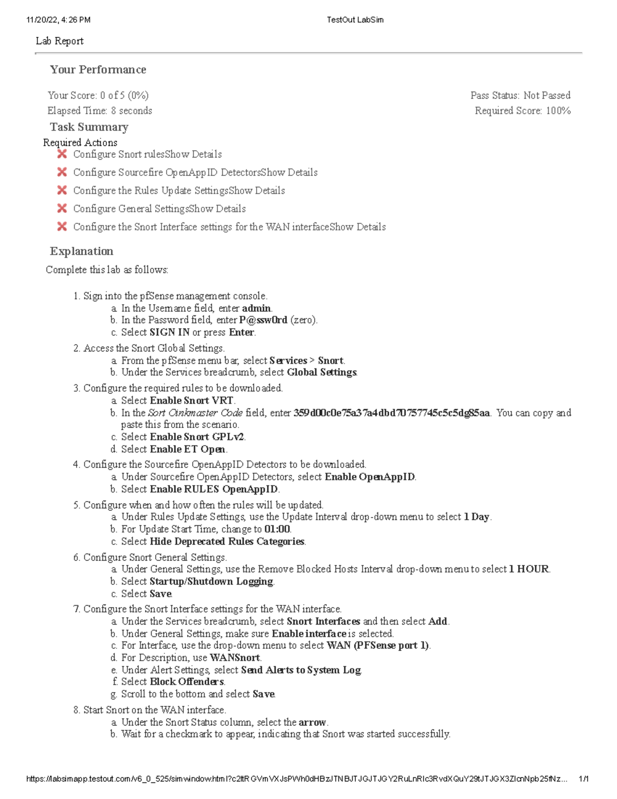 Snort Labsim Lab 11/20/22, 426 PM TestOut LabSim Studocu
