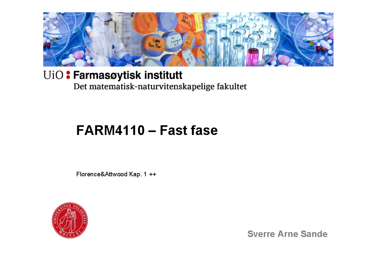 Fast fase - Sammendrag Legemiddelteknologi og biofarmasi - FARM4110 ...