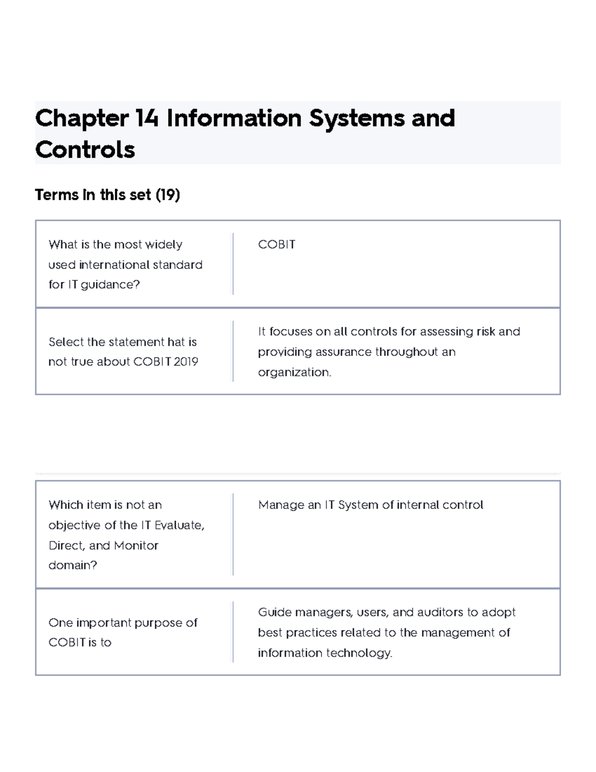 Chapter 14 Information Systems And Controls Flashcards Quizlet ...