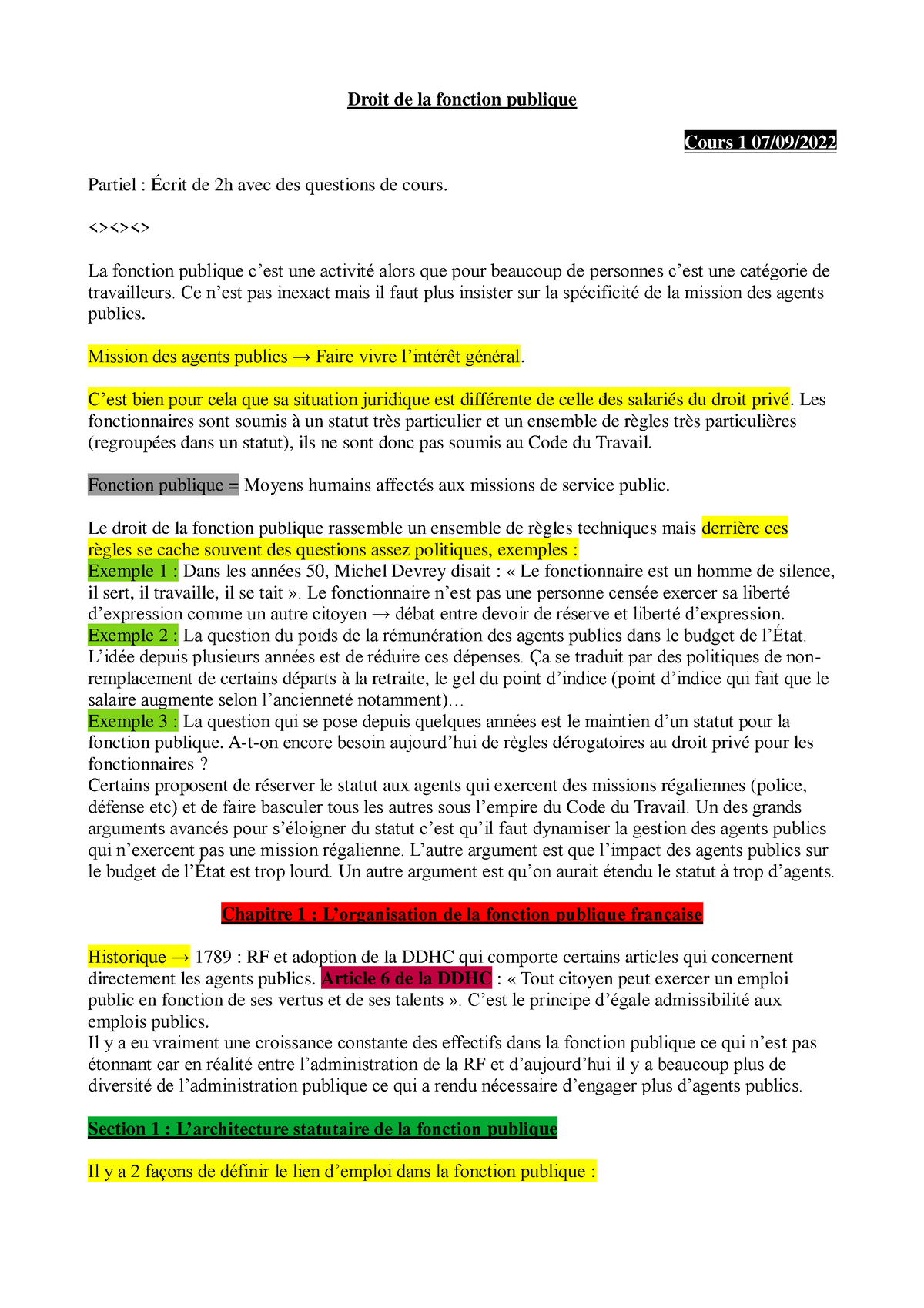 Cours droit de la fonction publique - Droit de la fonction publique ...