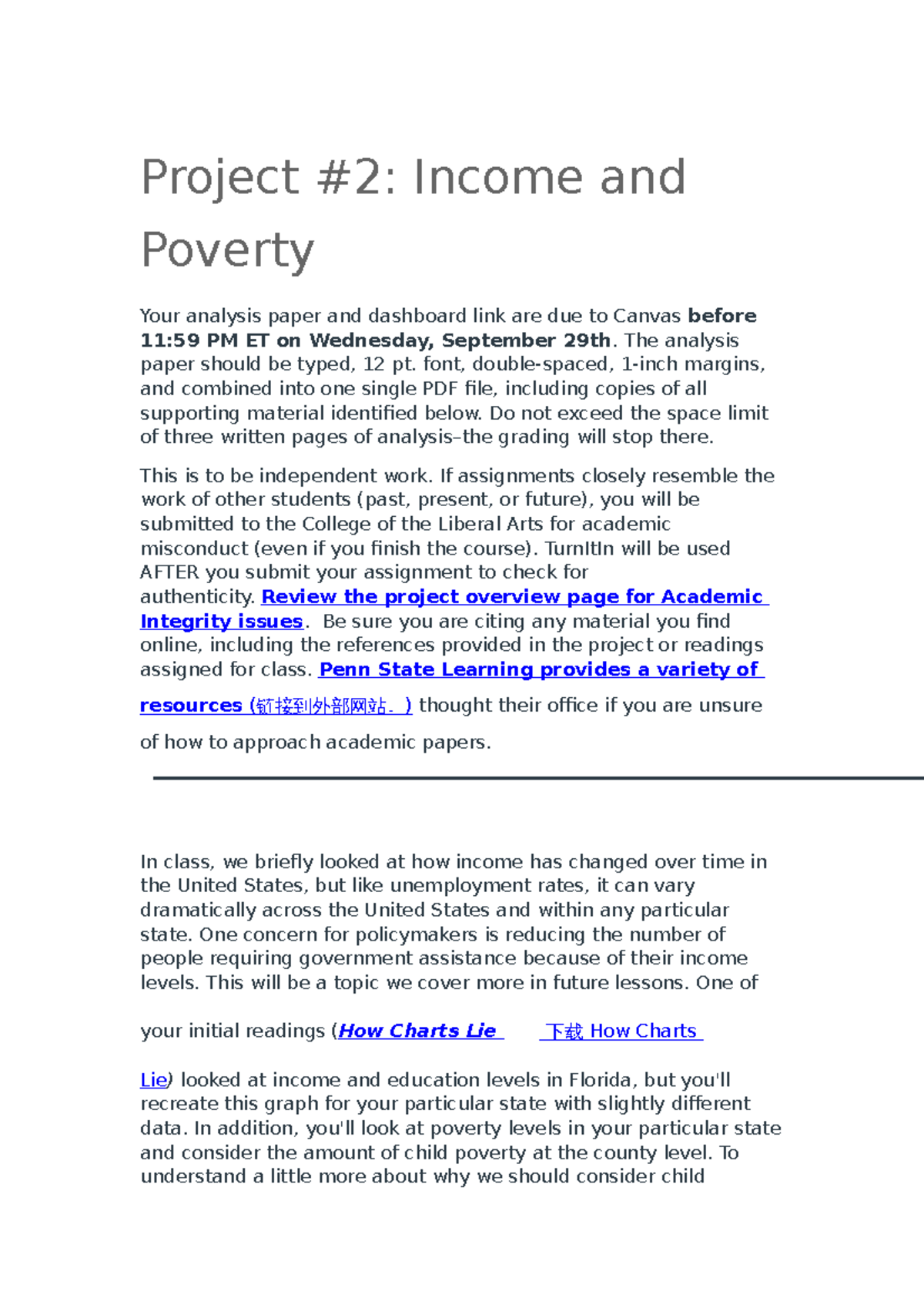 1 ECON315 Project 2 containing various questions - Project #2: Income ...