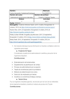 ACT1 Optimizcacion - Modalidad Ejecutiva - Nombre: Carlos Alexandro  AL02885712 Nombre del curso: - Studocu