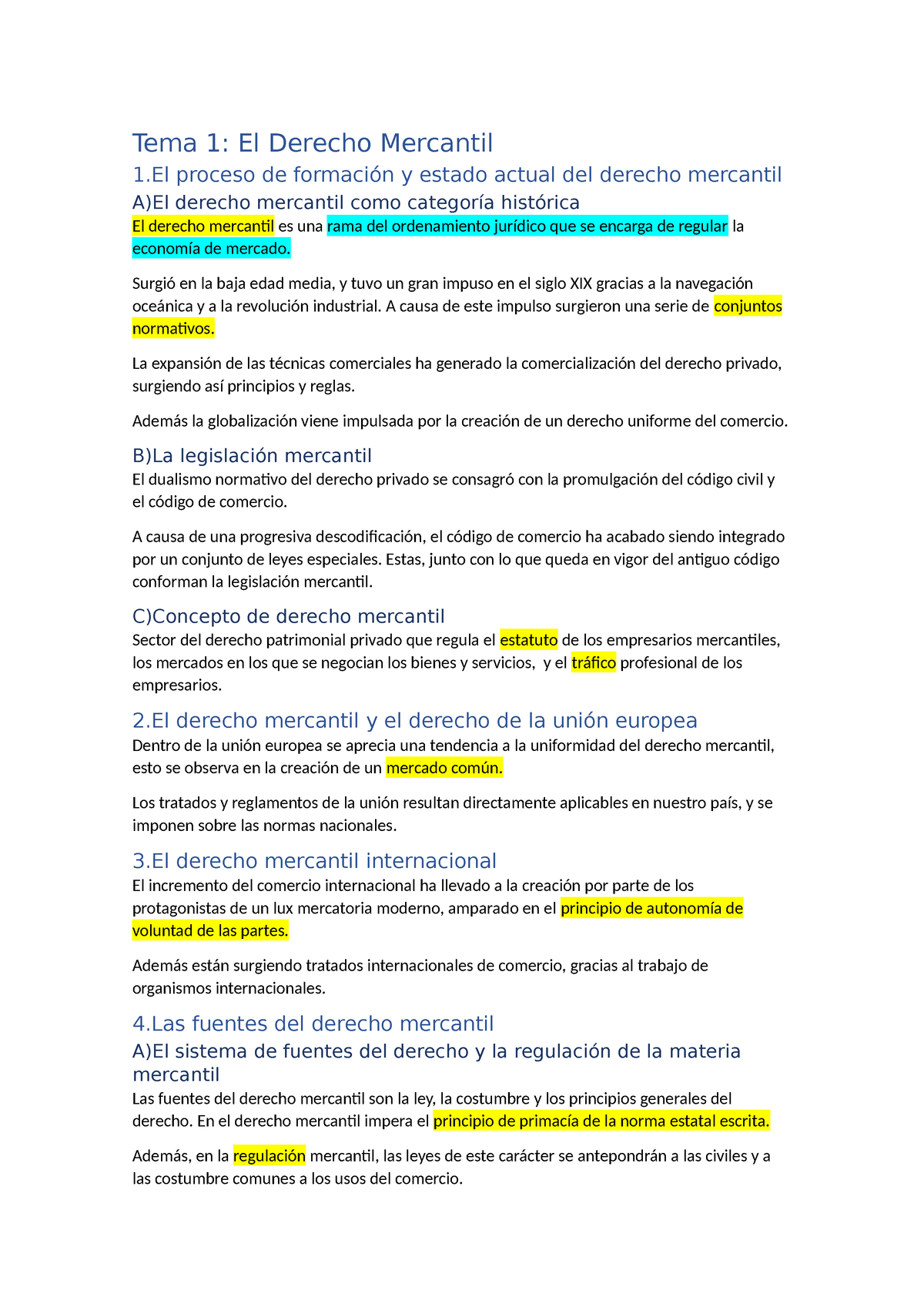 TEMA 1-El Derecho Mercantil - Tema 1: El Derecho Mercantil 1 Proceso De ...