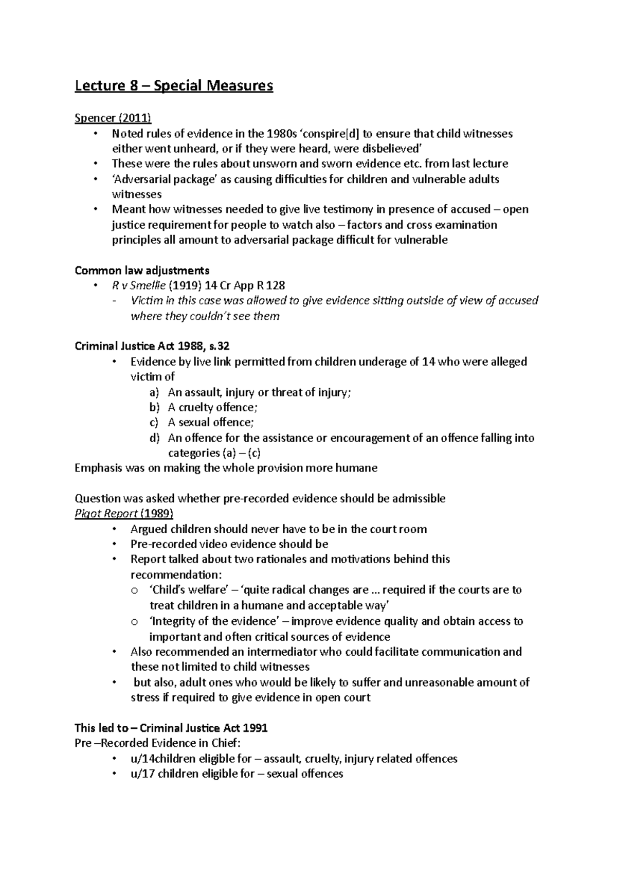 Special Measures Lecture 8 Special Measures Spencer (2011) Noted