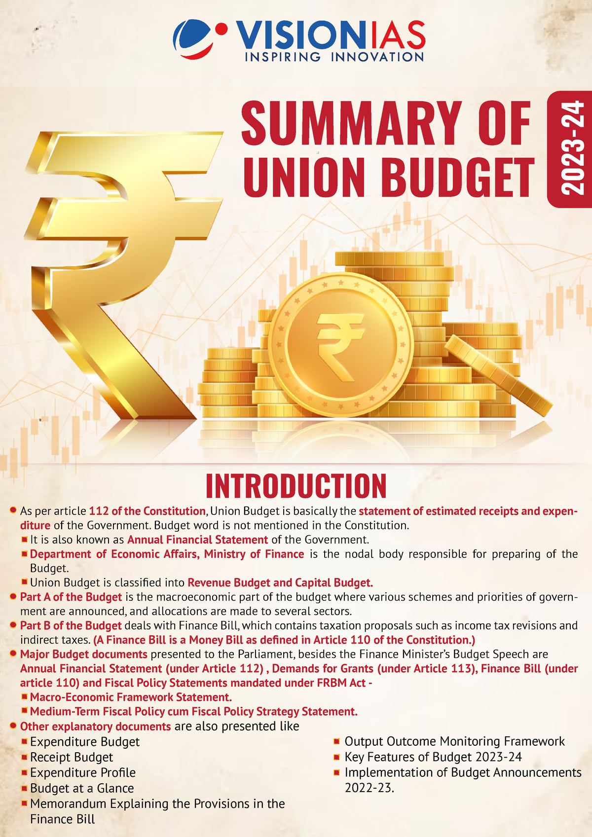 0cfb0 Summary Of Union Budget 2023 24 - INTRODUCTION SUMMARY OF UNION ...