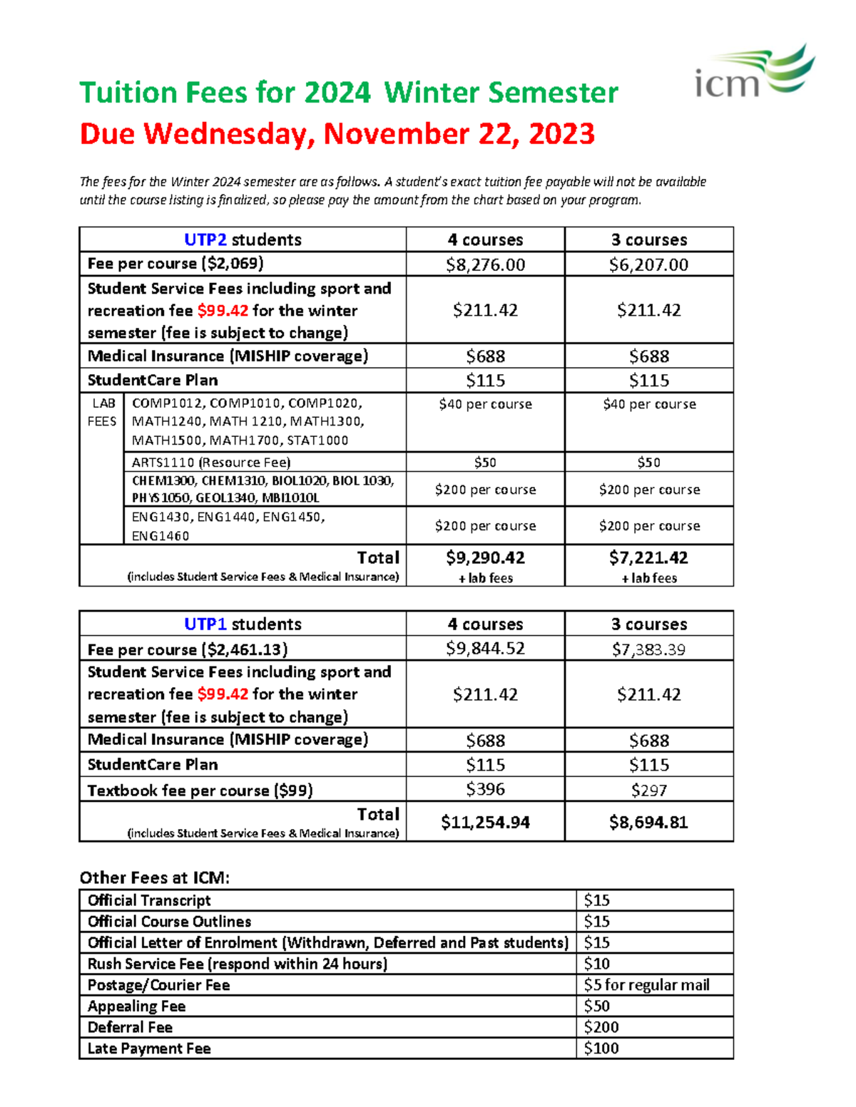 27 - Assignment - Tuition Fees For 2024 Winter Semester Due Wednesday ...