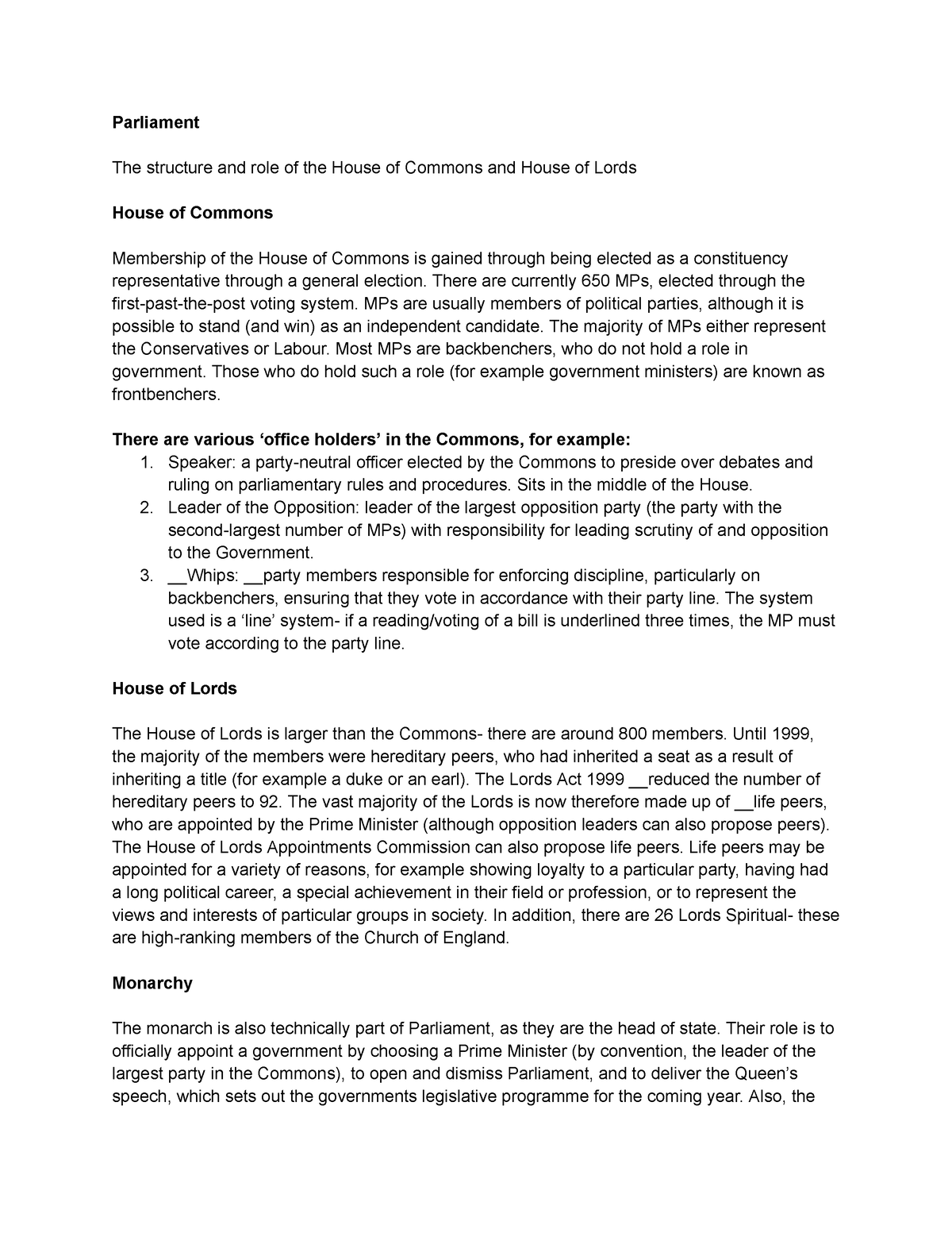 uk-parliament-notes-parliament-the-structure-and-role-of-the-house-of