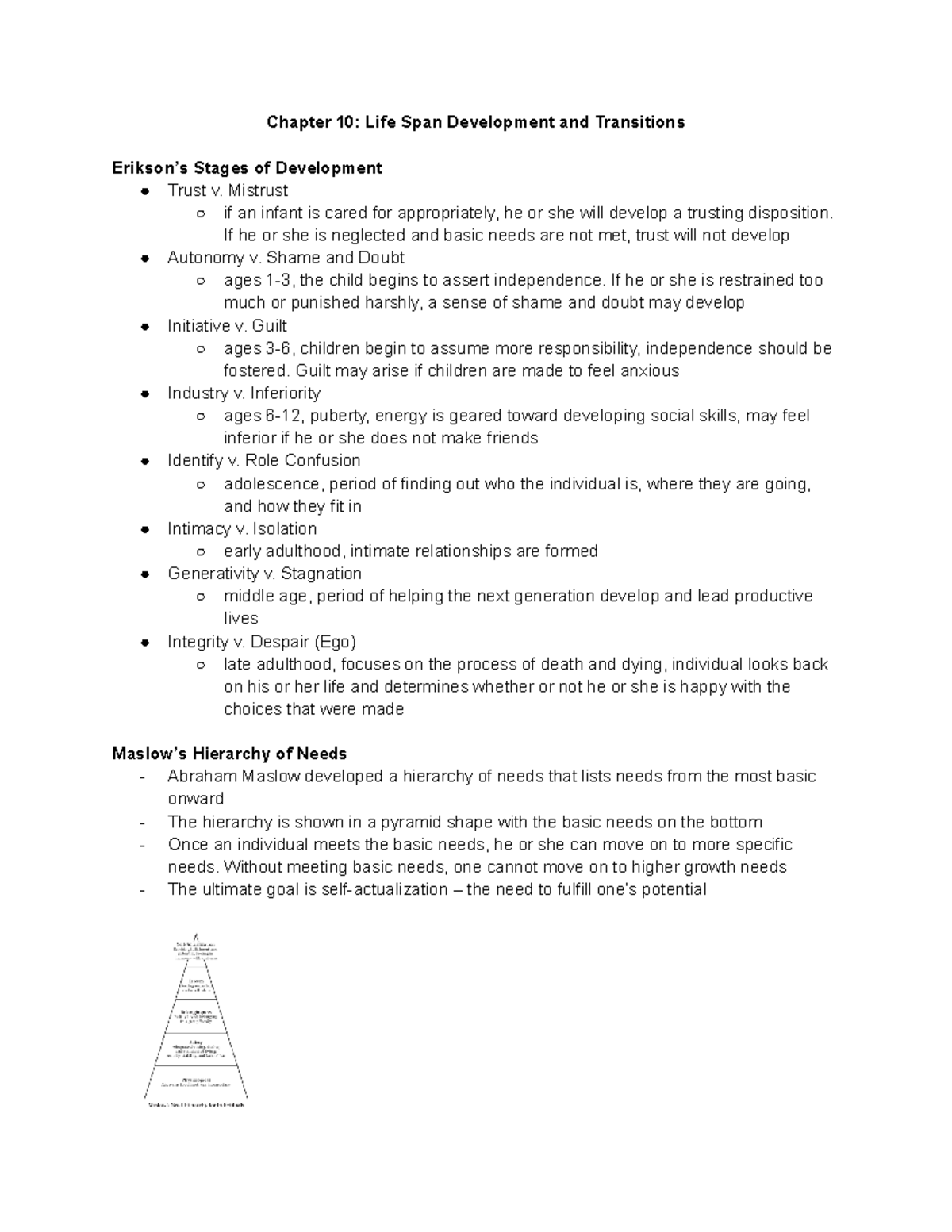 Chapter 10 Life Span Development And Transitions (notes) - Chapter 10 ...