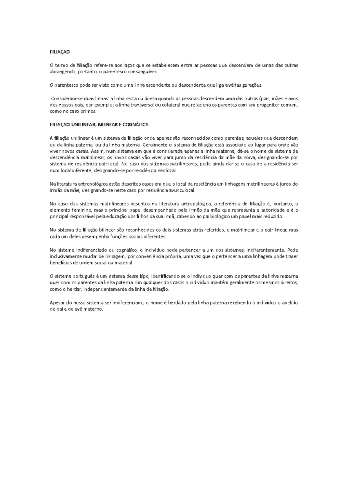 Filiação Sociologia FILIAÇAO O termo de filiação referese aos laços que se estabelecem Filiação Sociologia FILIAÇAO O termo de filiação referese aos laços que se estabelecem