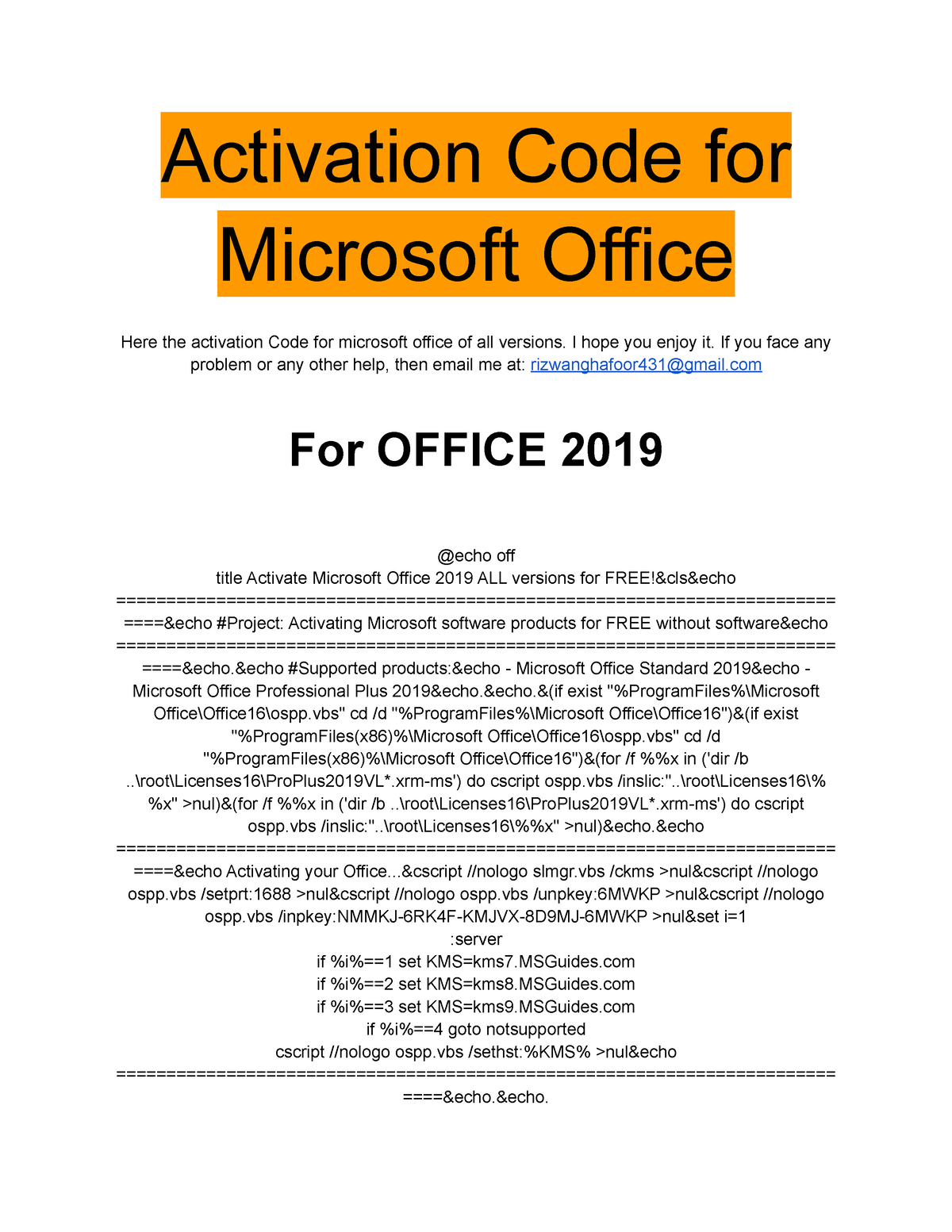Activate Microsoft Office without any software - Activation Code for  Microsoft Office Here the - Studocu