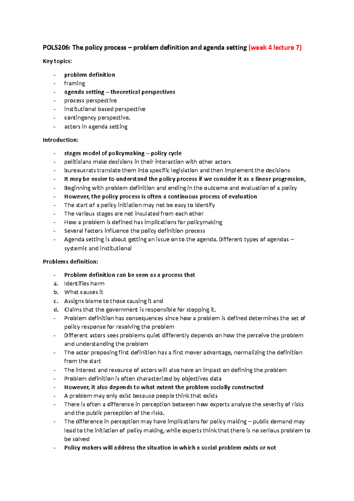 Lecture Notes POLS206 (14.03.22) S1 WEEK4 Lecture 7 - POLS206: The ...