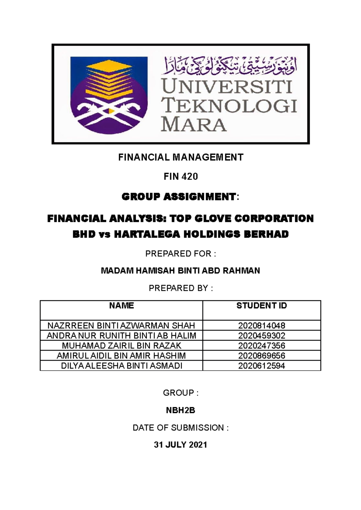 group assignment fin420