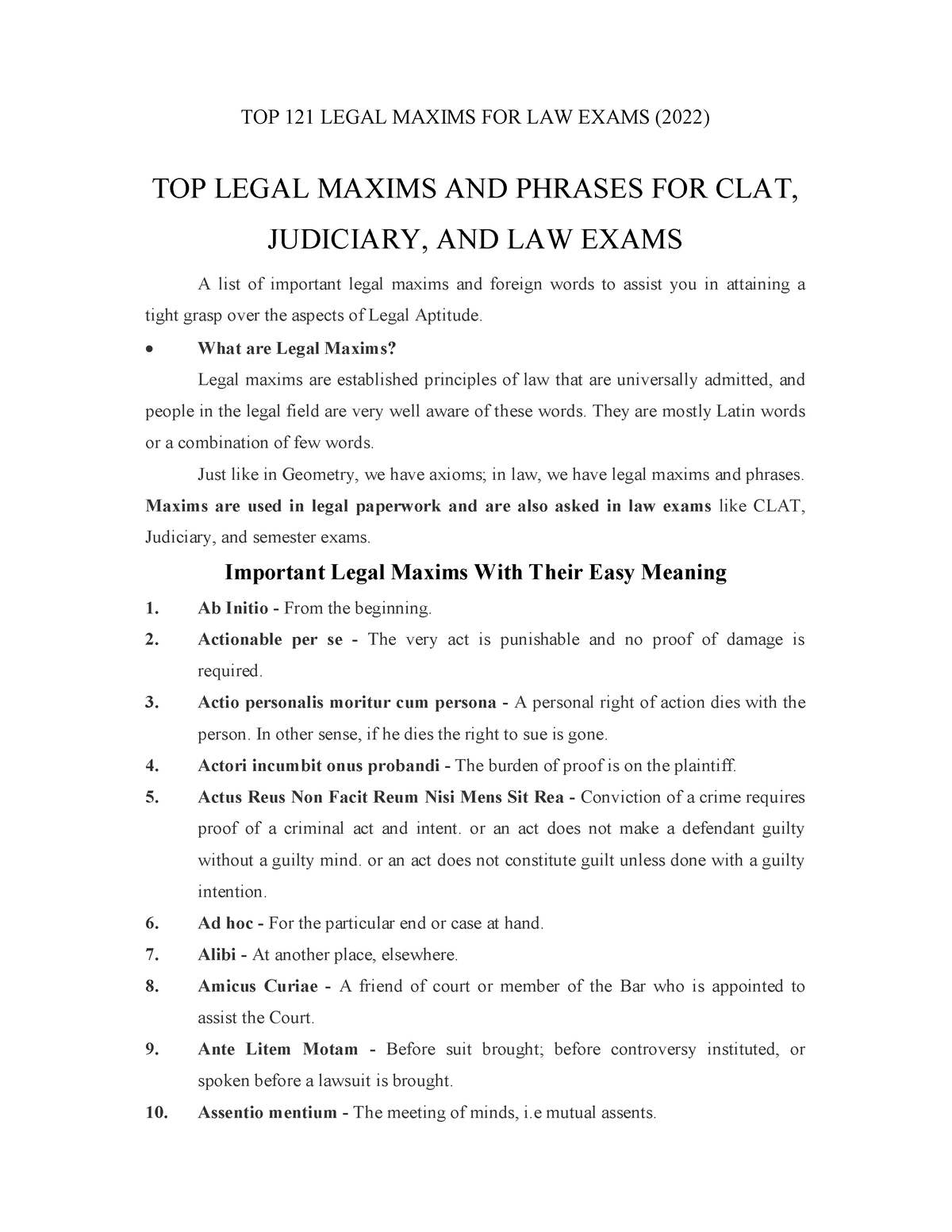 Top Legal Maxims And Phrases Top 121 Legal Maxims For Law Exams 2022 Top Legal Maxims And 6098