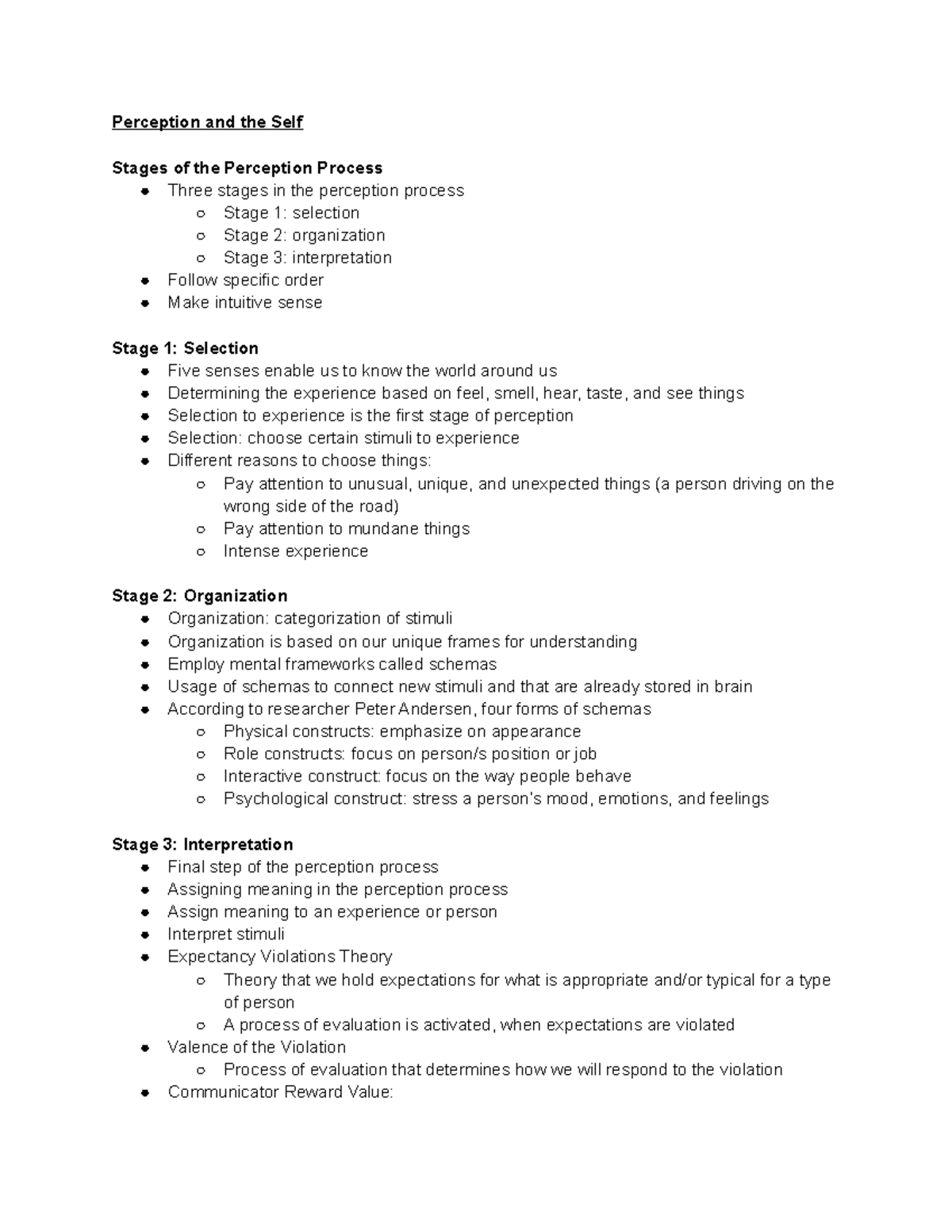 Notes on 09.06.22 - Perception and the Self Stages of the Perception ...