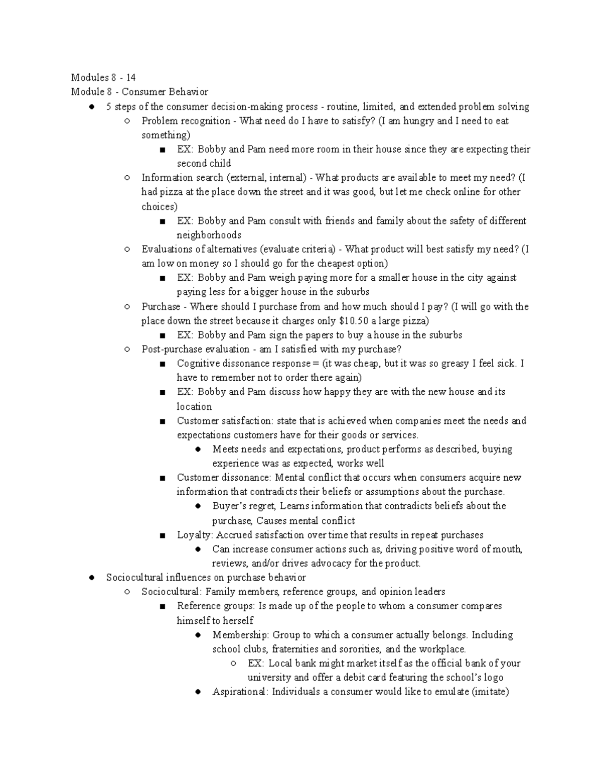 Exam 2 - Exam 2 Study Guide - Modules 8 - 14 Module 8 - Consumer ...