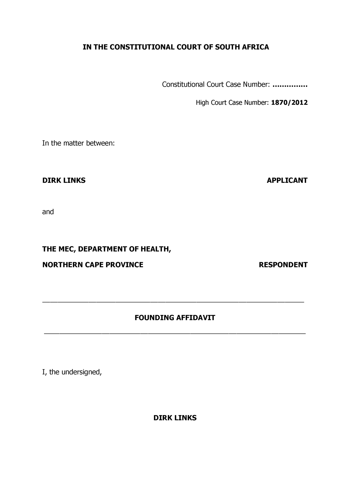 Founding Affidavit-26319 - IN THE CONSTITUTIONAL COURT OF SOUTH AFRICA ...