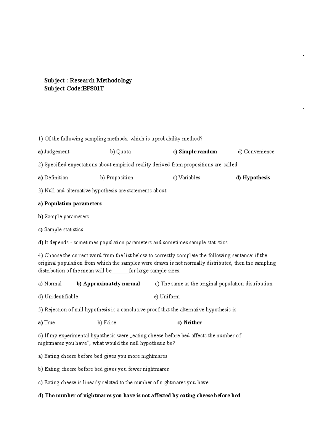 Research Methodology MCQ - Subject : Research Methodology Subject Code ...