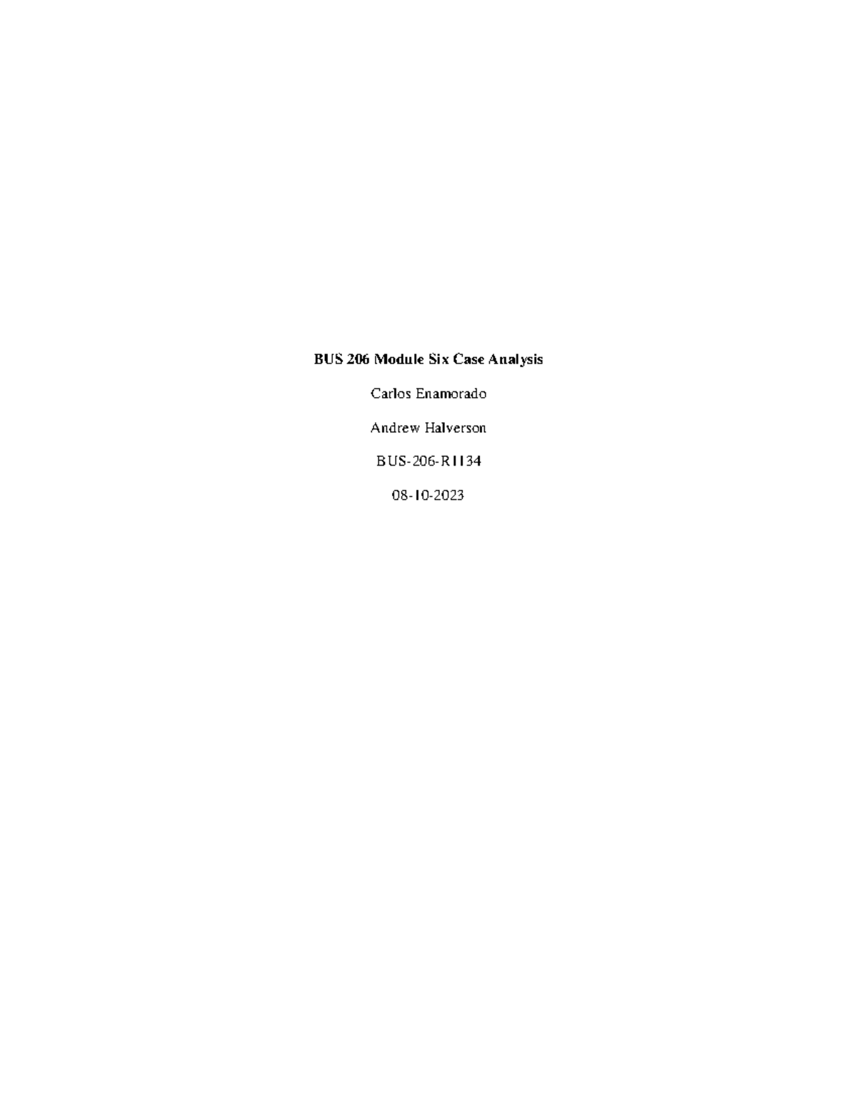 Bus 206 module six case analysis bus 206 module six case analysis