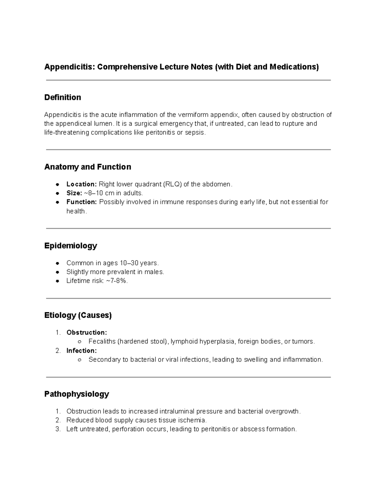 G.I Disorders - .hhhh - Appendicitis: Comprehensive Lecture Notes (with ...
