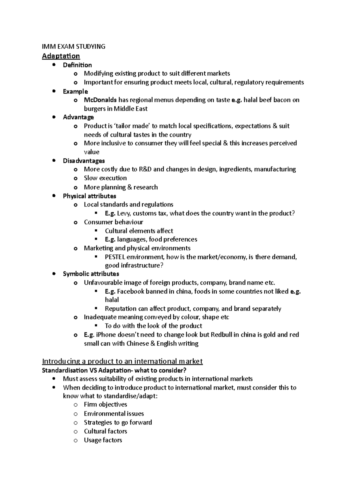 IMM EXAM Studying - simple notes on International marketing management ...