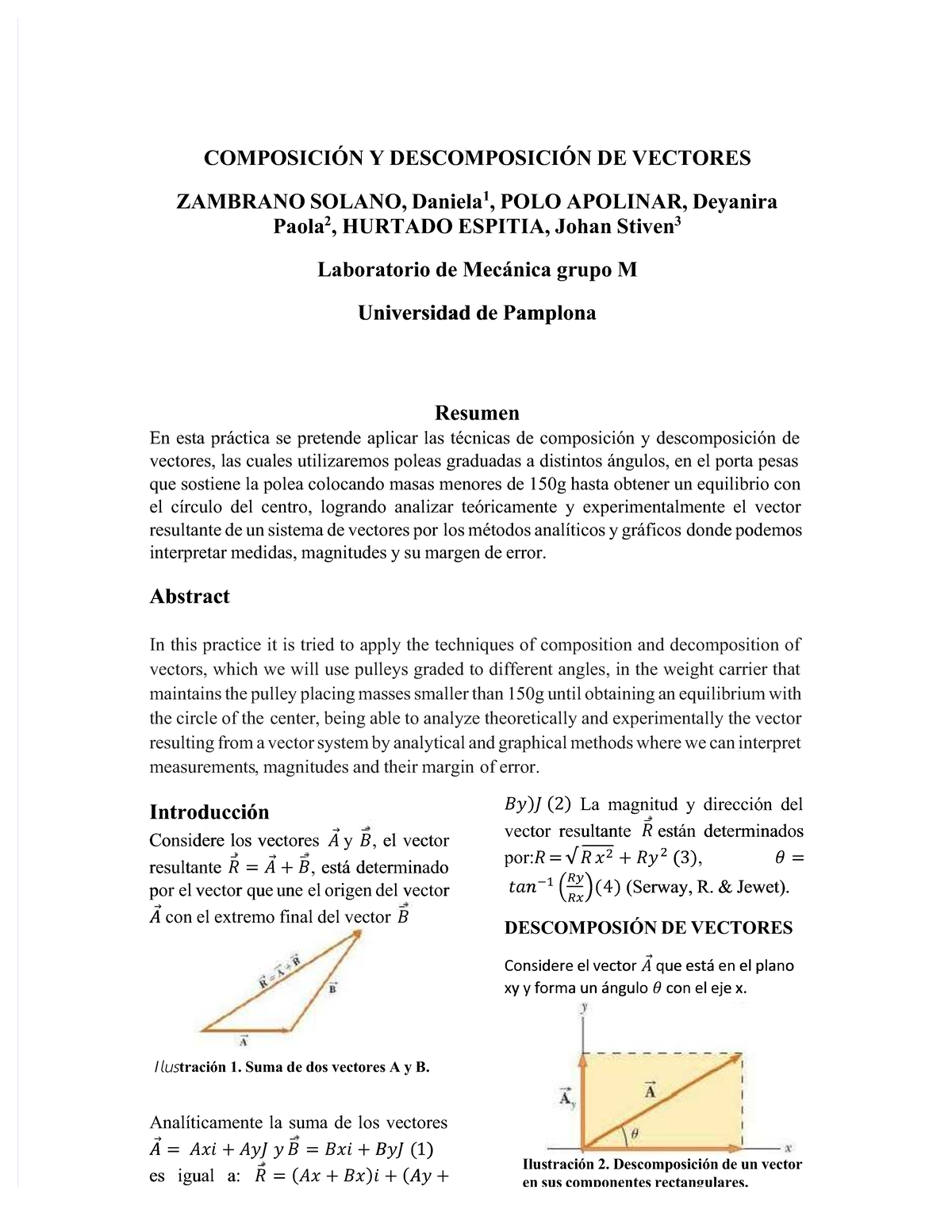 Pdf Laboratorio 1 Composicion Y Descomposicion De Vectorespdf Compress