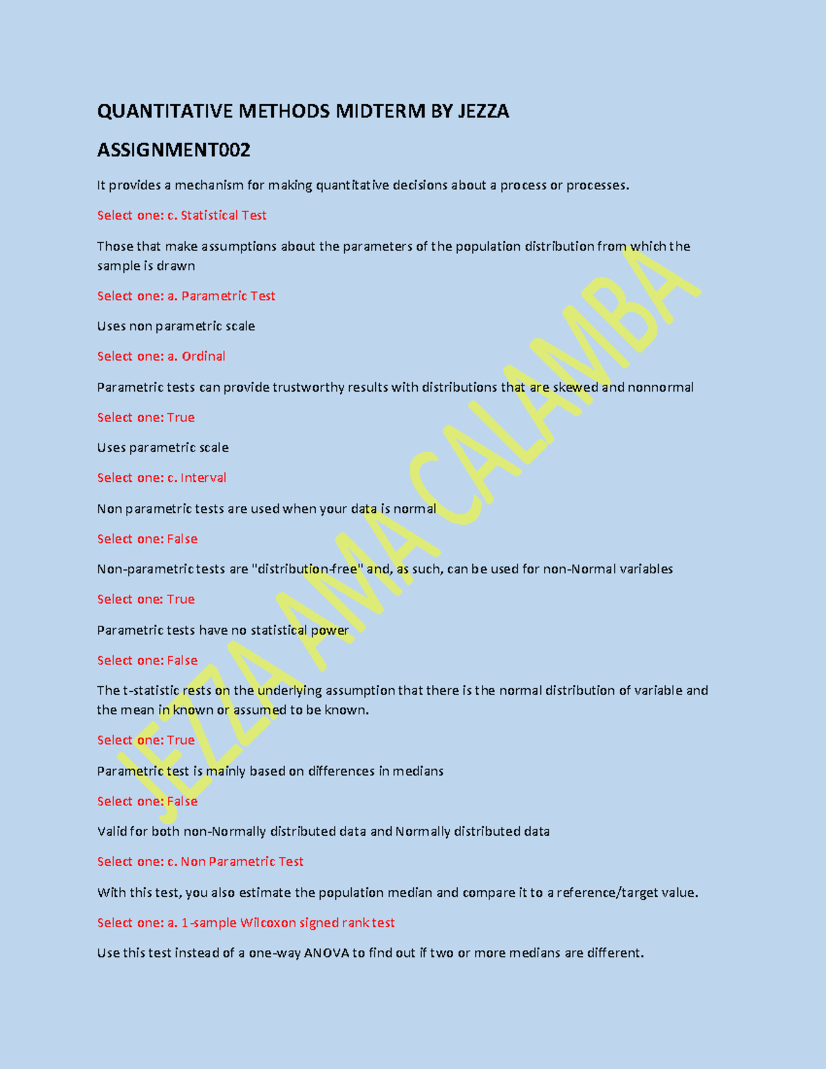 Quantitative Methods Assignment 002 To Midterm By Jezza Amacalamba Quantitative Methods Quantitative Methods Assignment 002 To Midterm By Jezza Amacalamba Quantitative Methods