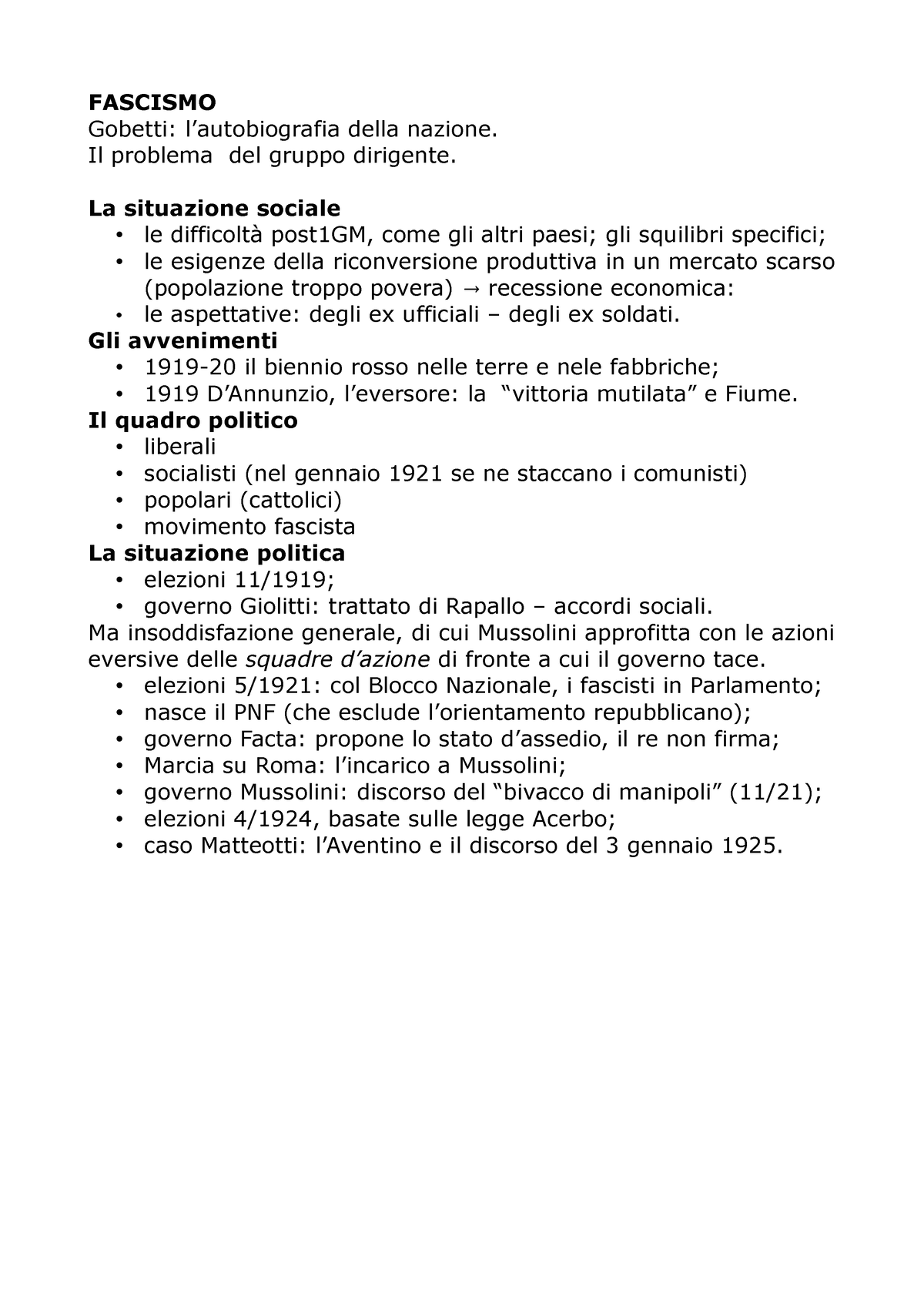 Il Fascismo A - FASCISMO Gobetti: L’autobiografia Della Nazione. Il ...