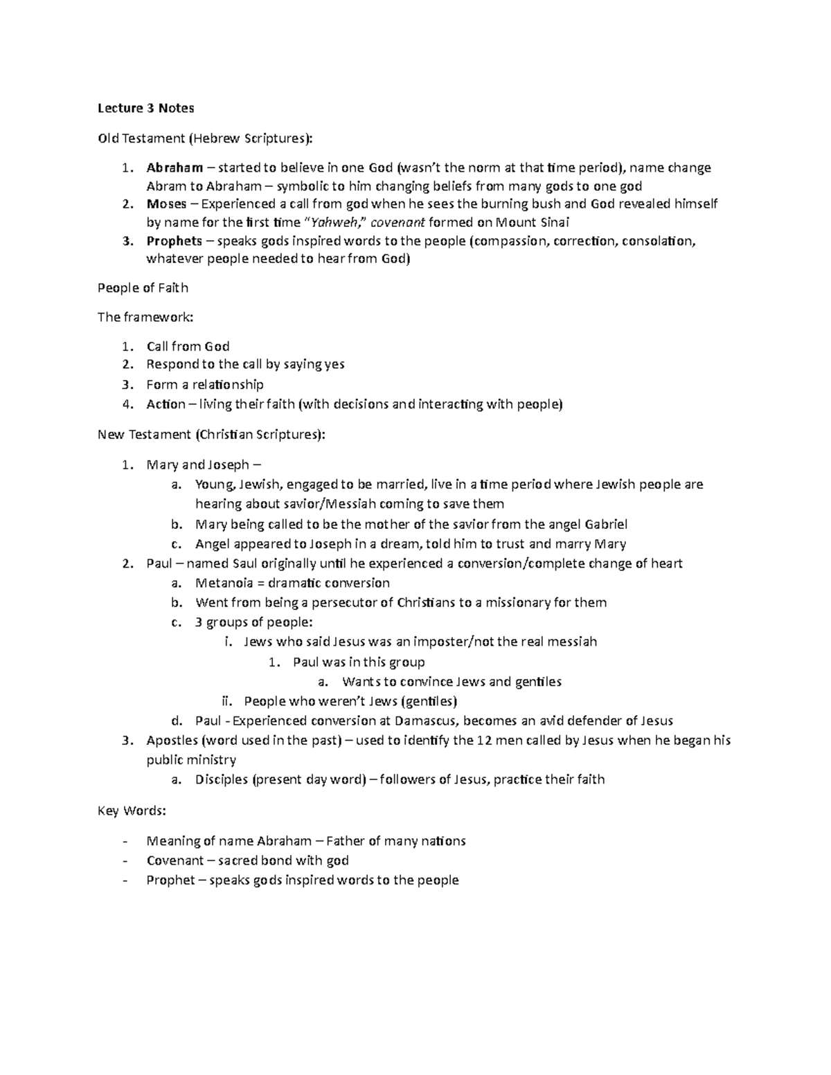 Lecture 3 Notes - Lecture 3 Notes Old Testament (Hebrew Scriptures): 1 ...