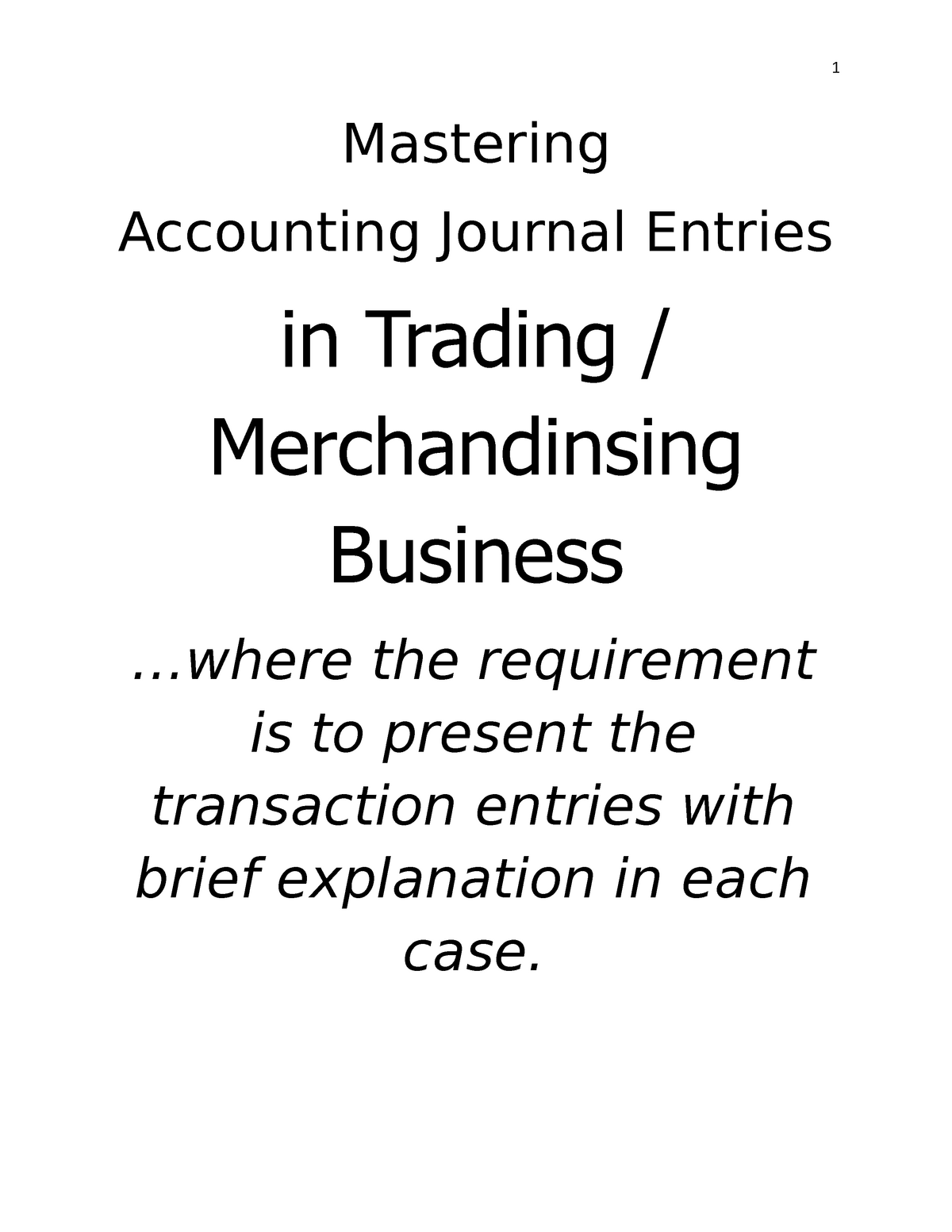 435804600 Journal Entries Trading Docx Mastering Accounting Journal 