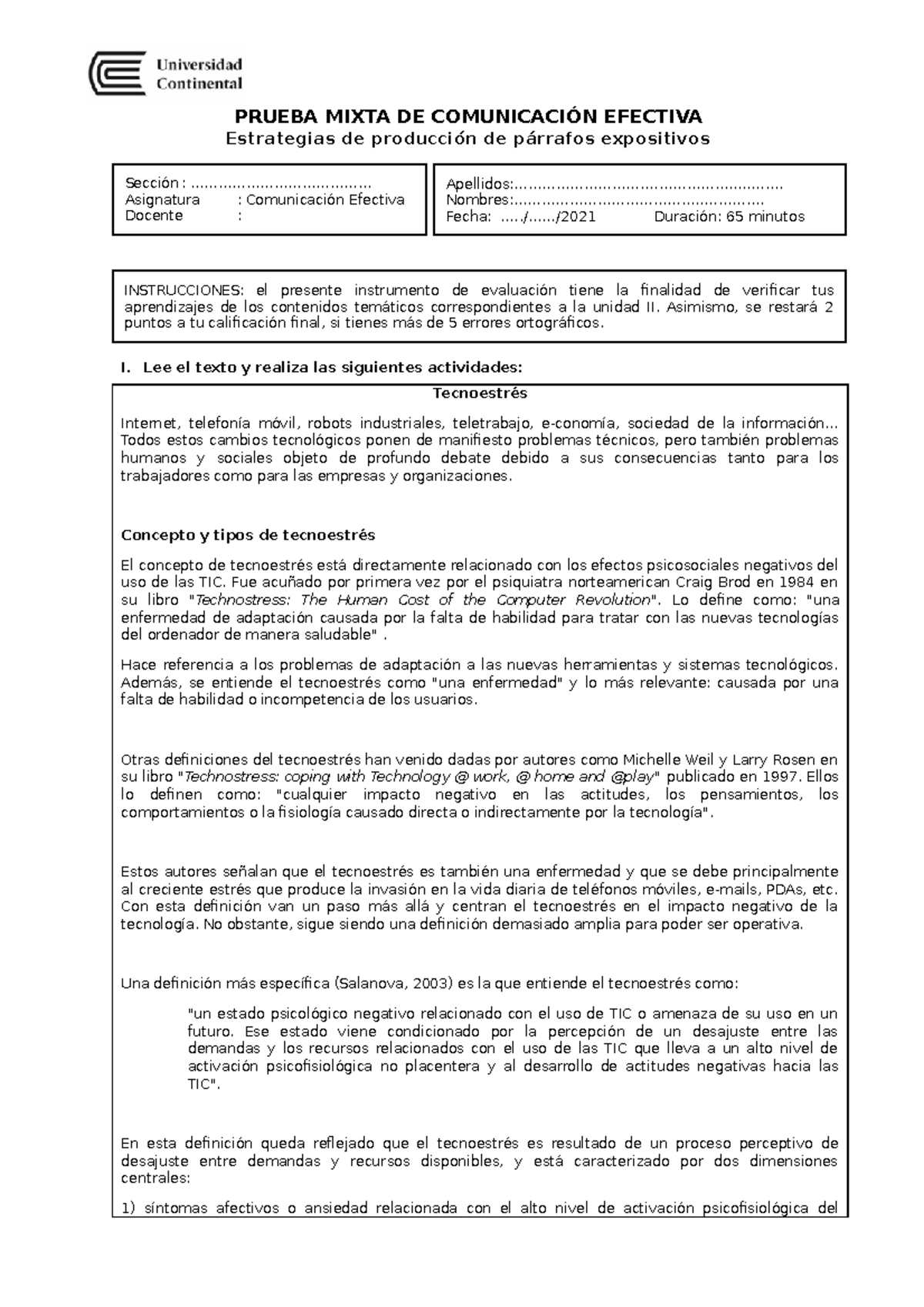 Examen DEL PA2 -B - Trabajo DE Jhonatan - PRUEBA MIXTA DE COMUNICACIÓN ...