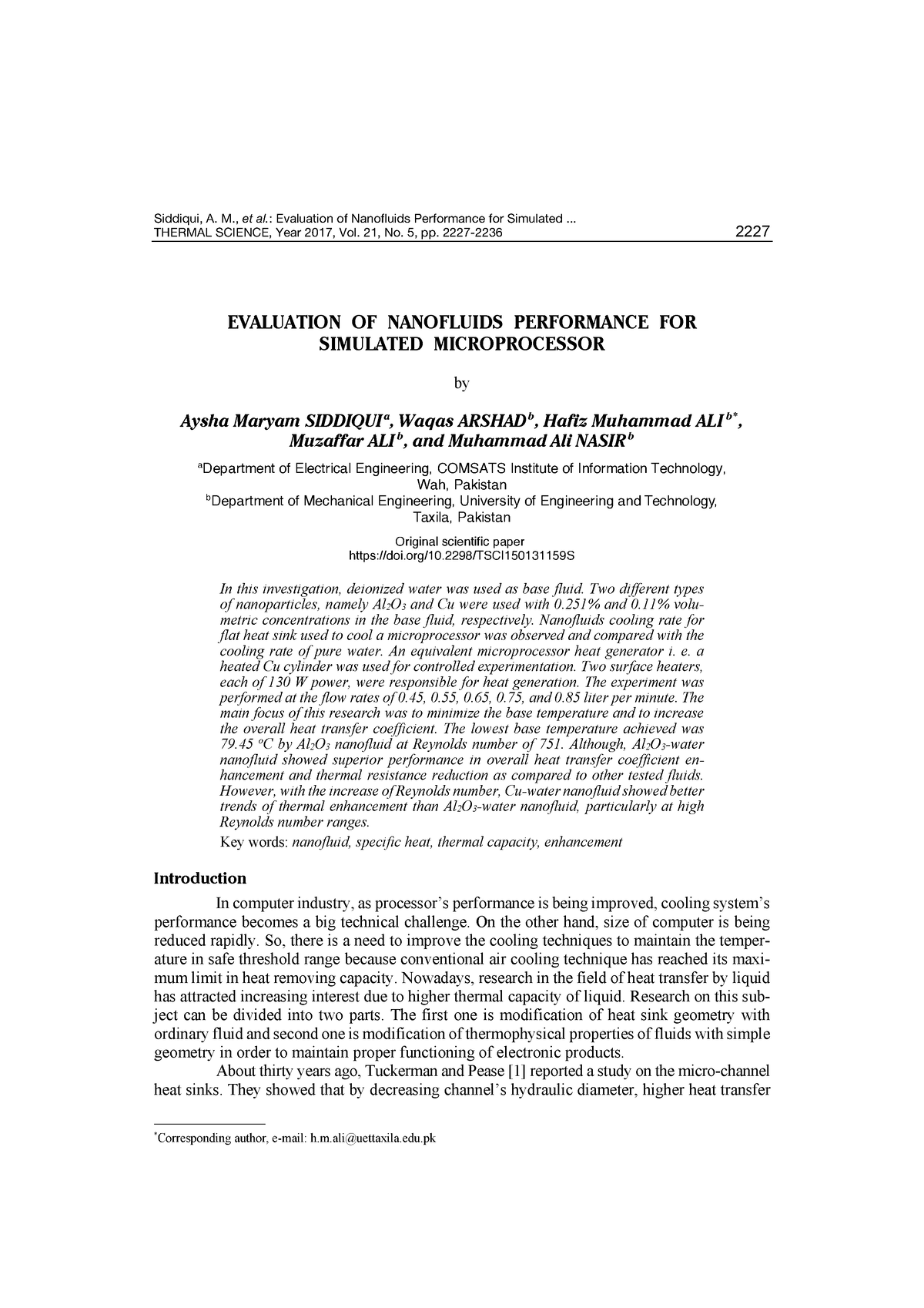 Thermal Management of High Heat Generating Computer processor - THERMAL ...