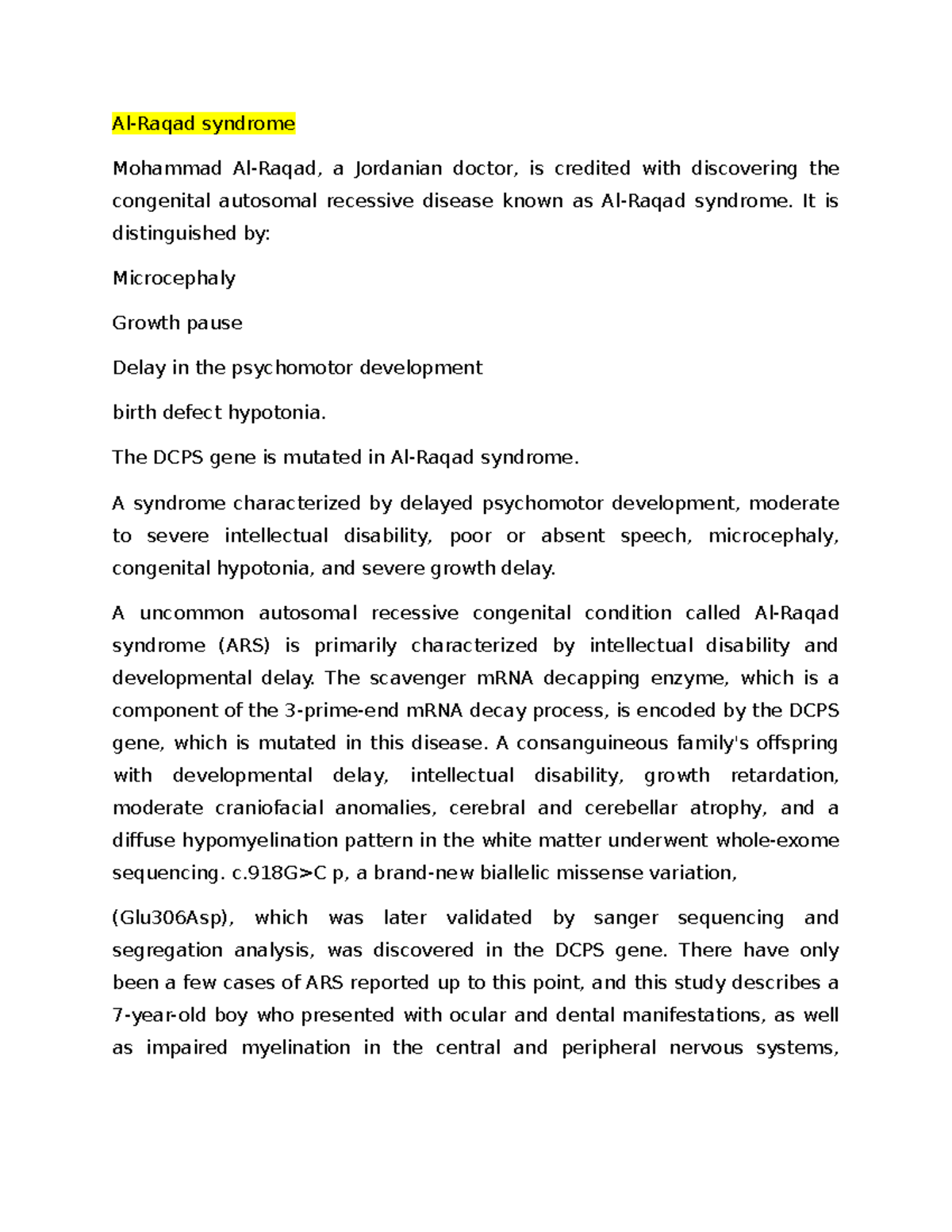 Al Raqad Syndrome - Al-Raqad syndrome Mohammad Al-Raqad, a Jordanian ...