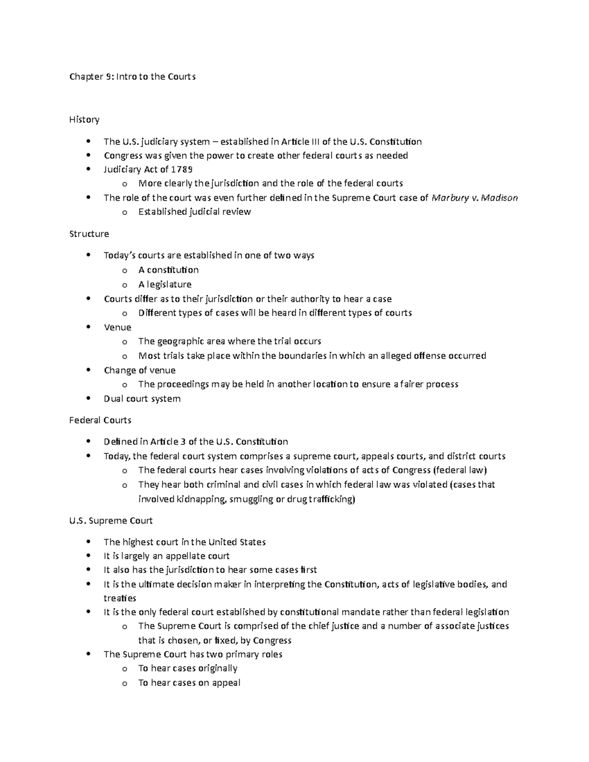 Chapter 9 Intro To The Courts - Chapter 9: Intro To The Courts History ...