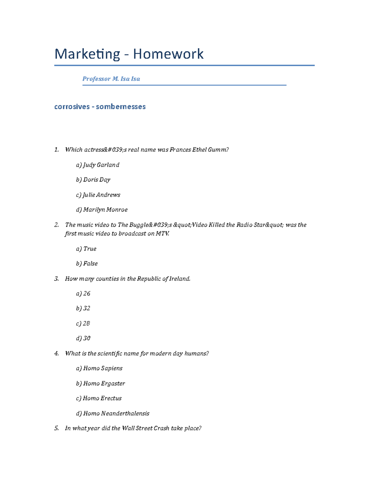 Electronics Notes - Summer Semeste - Marketing - Homework Professor M ...