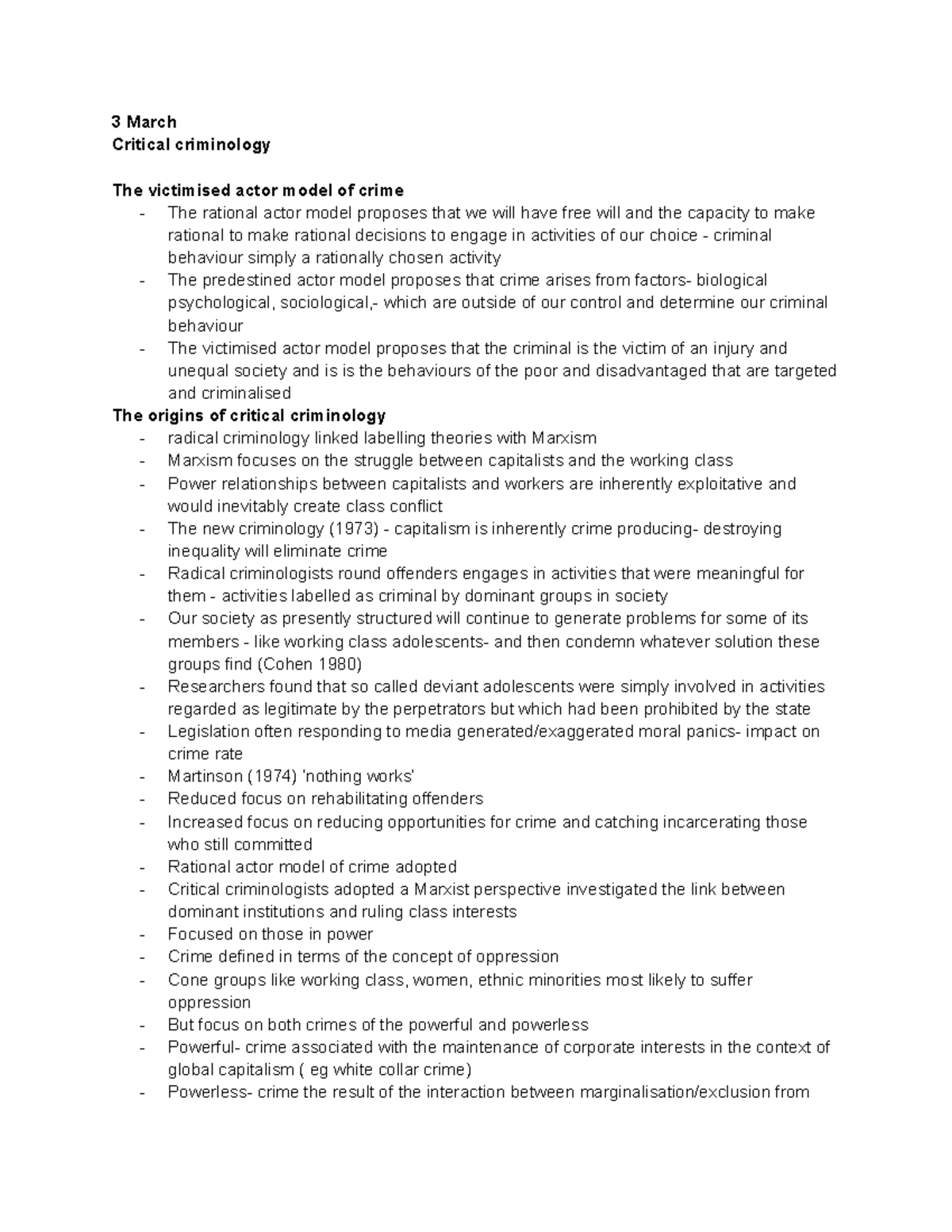 Understanding criminology - 3 March Critical criminology The victimised ...