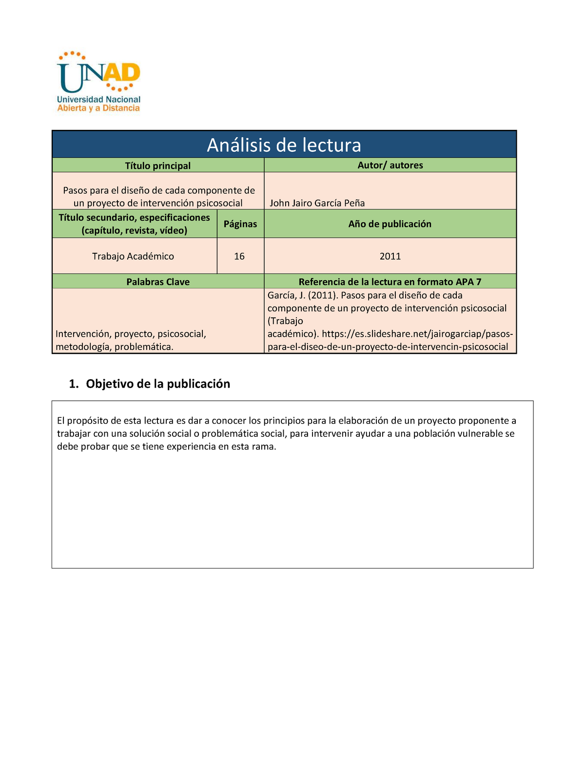 Ficha Análisis De Lectura 1 Análisis De Lectura Título Principal Autor Autores Pasos Para El 1185