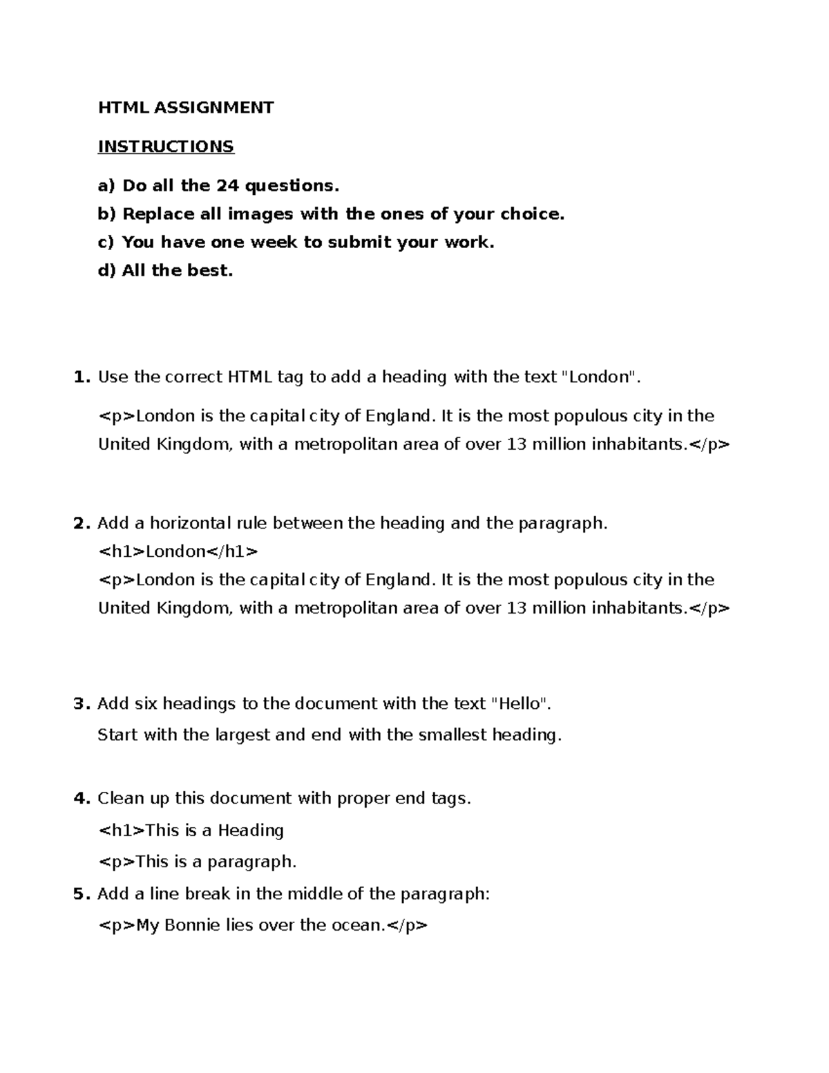HTML Assignment - It deals with planning , creating and coding internet ...