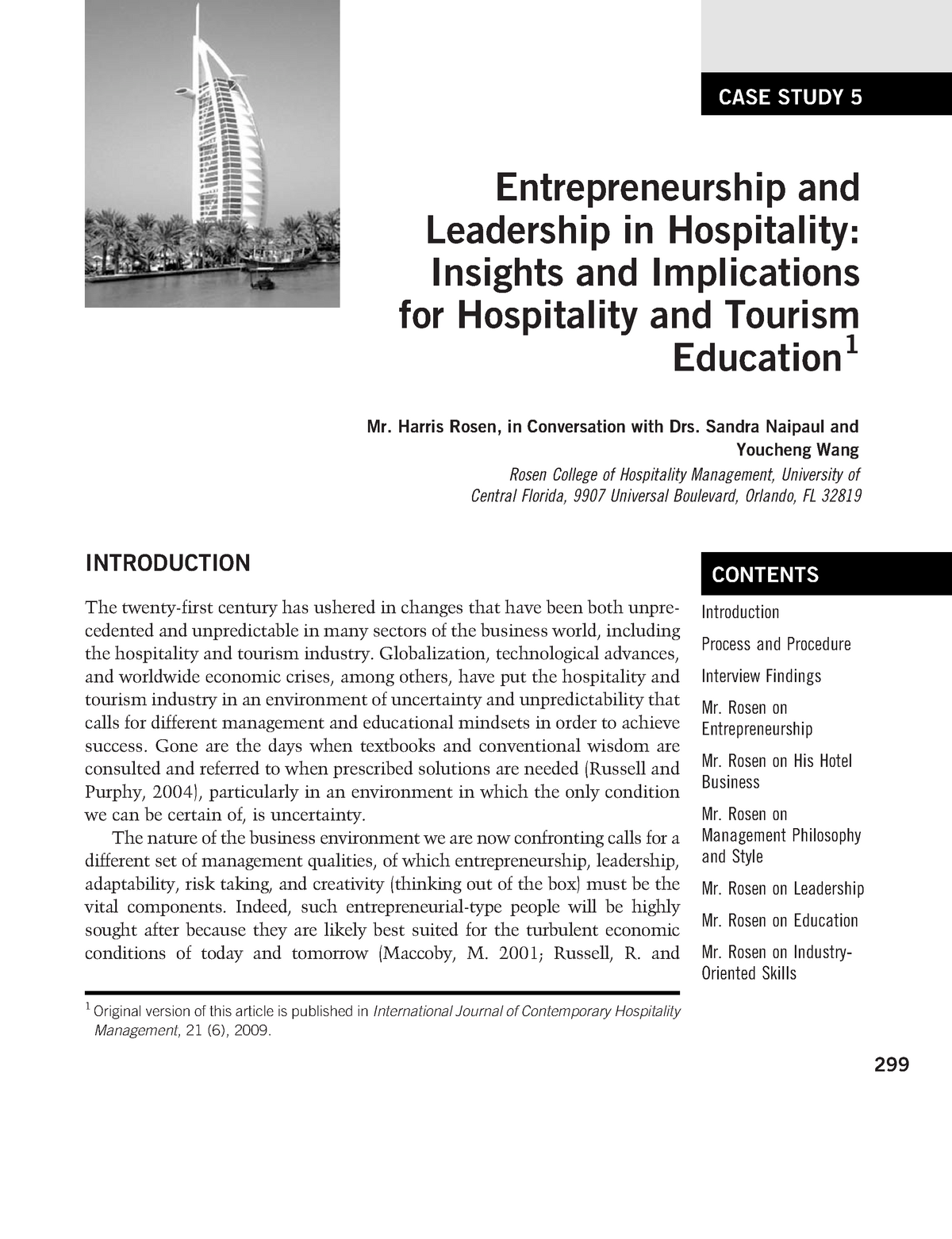 case study in hospitality management