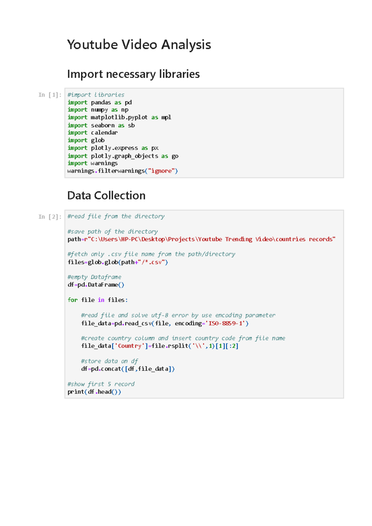 Youtube vid analysis - Youtube Video Analysis Import necessary ...