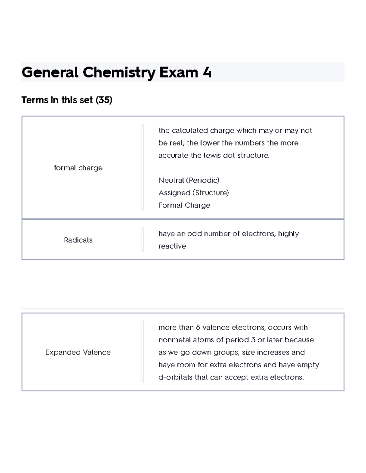 General Chemistry Exam 4 Flashcards Quizlet - General Chemistry Exam 4 ...