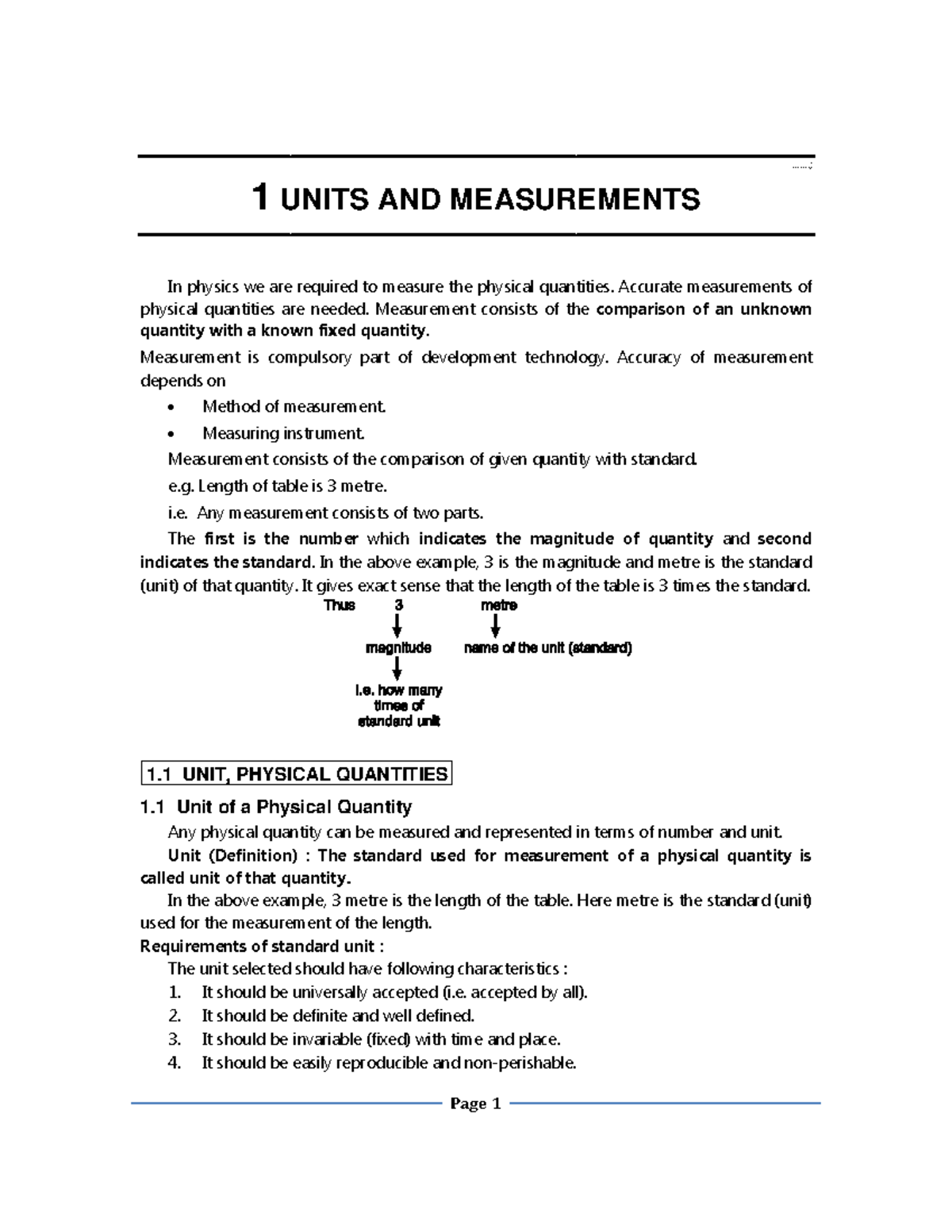 Units OF Measurement - Page 1 &&.; 1 UNITS AND MEASUREMENTS In Physics ...