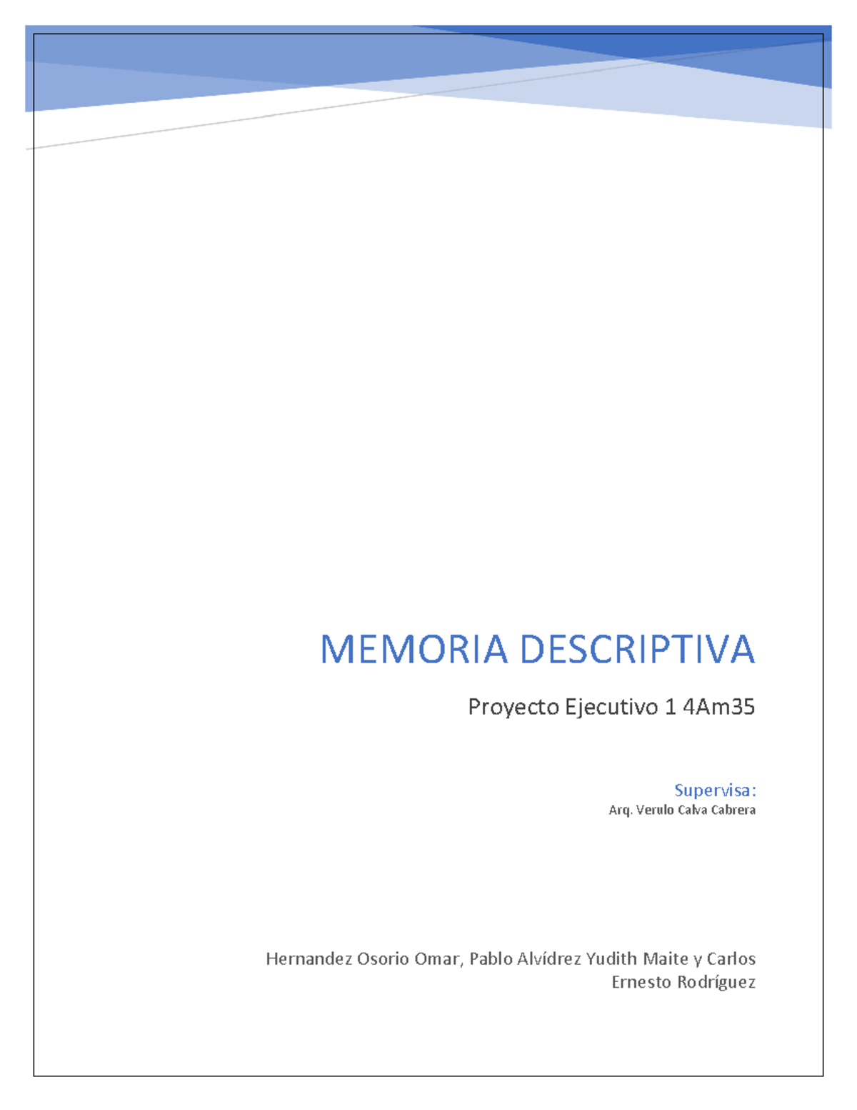Memoria Arquitectonica HOH PAYM LRCE - MEMORIA DESCRIPTIVA Proyecto ...