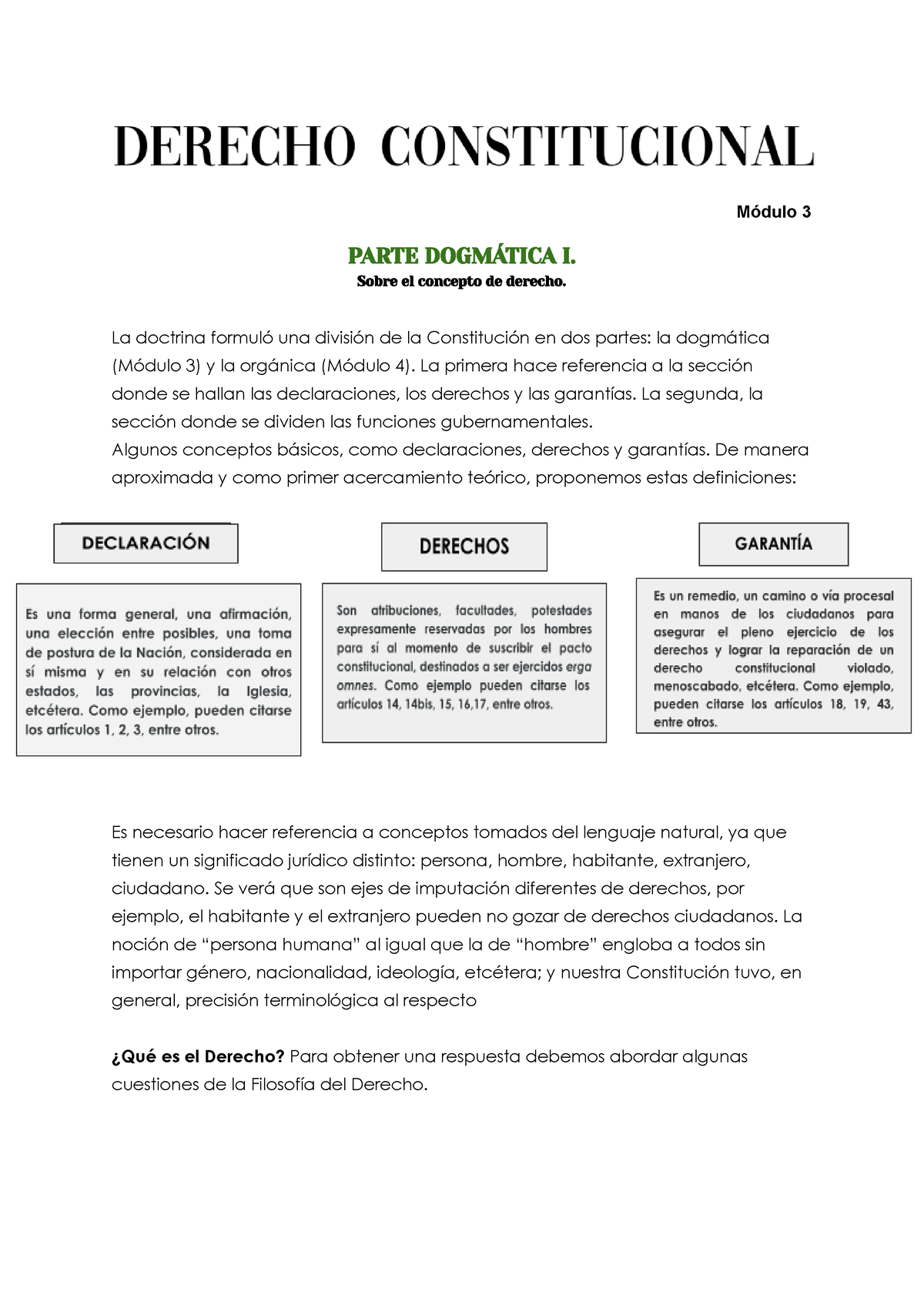 Derecho Constitucional Módulo 3 - Módulo 3 PARTE Sobre El Concepto ...