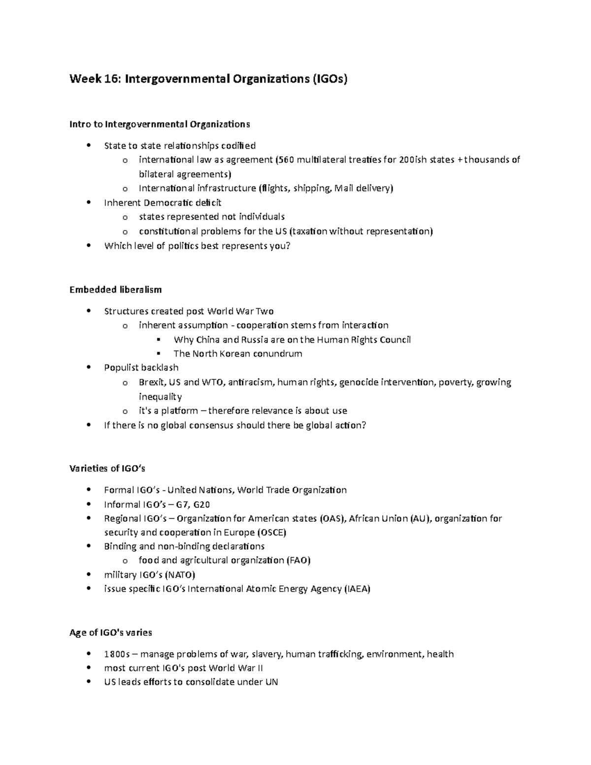Week 16 - Intergovernmental Organizations (IGOs) - Human Rights Council ...