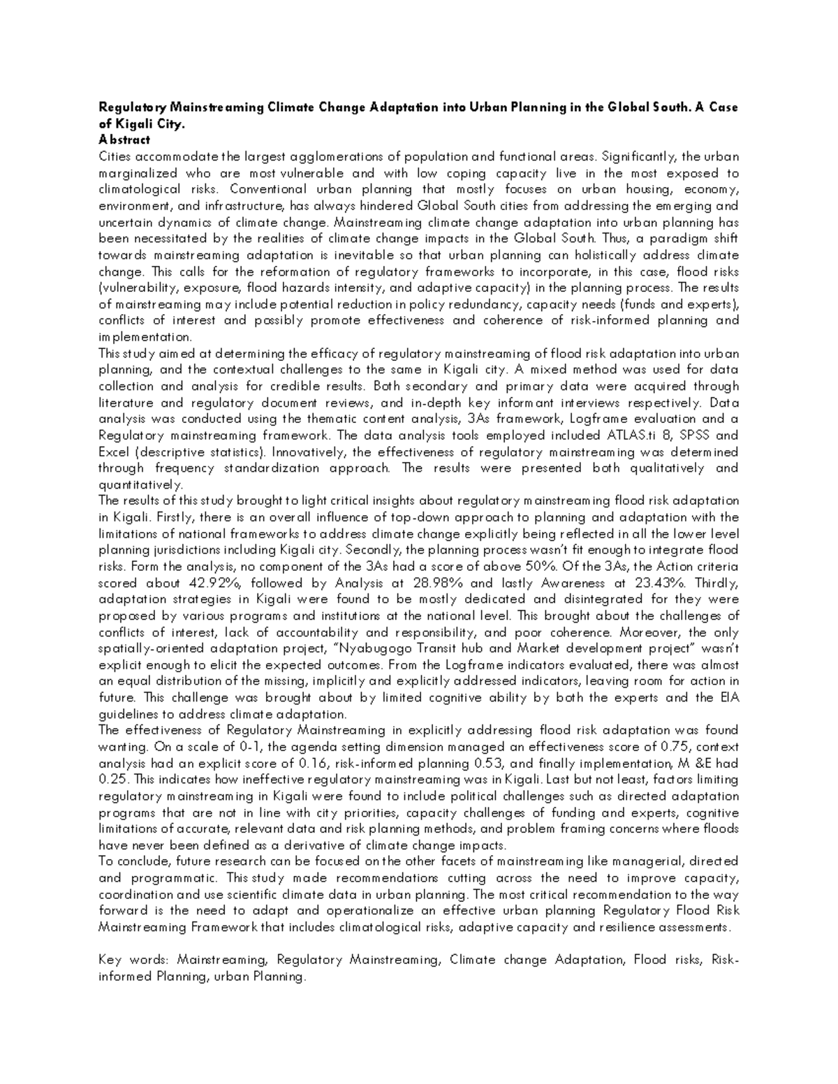 Regulatory Mainstreaming Climate Change Adaptation into Urban Planning ...