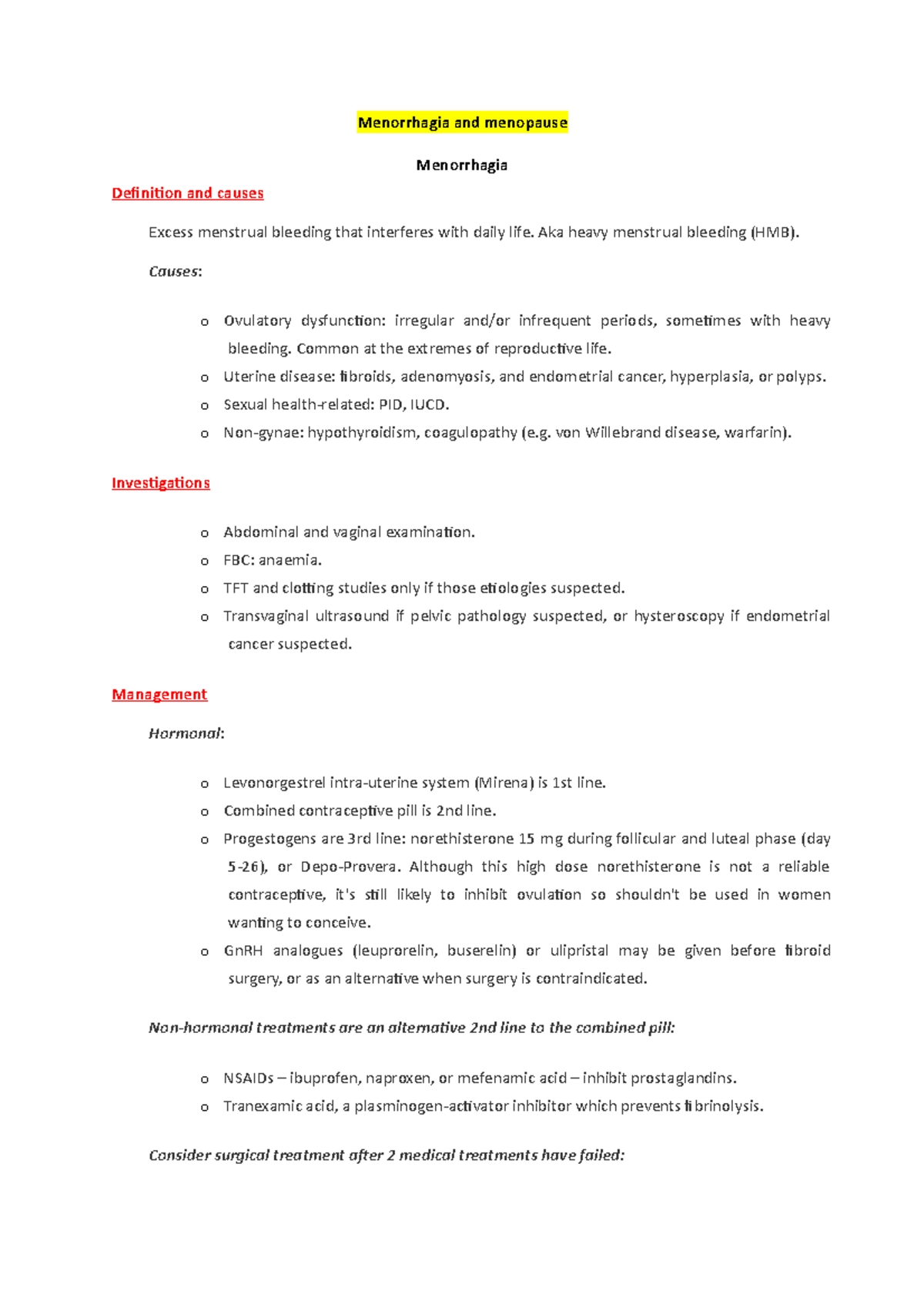 Menorrhagia and Menopause Menorrhagia and menopause Menorrhagia