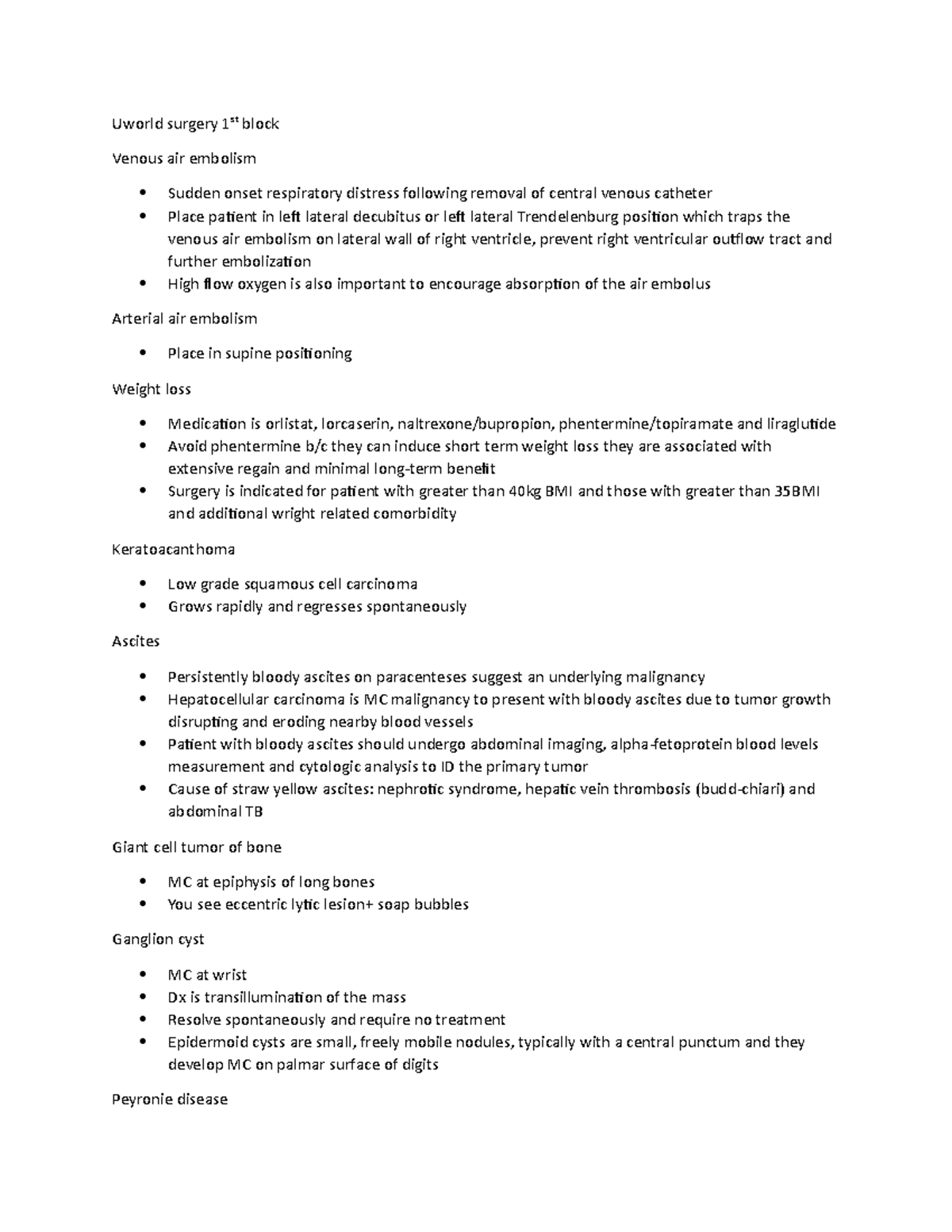 Uworld surgery notes - Uworld surgery 1st block Venous air embolism ...