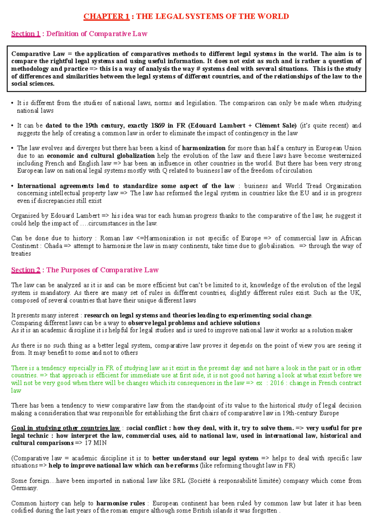 Common LAW - CHAP 1 - Chapter 1 : « The legal systems of the world ...