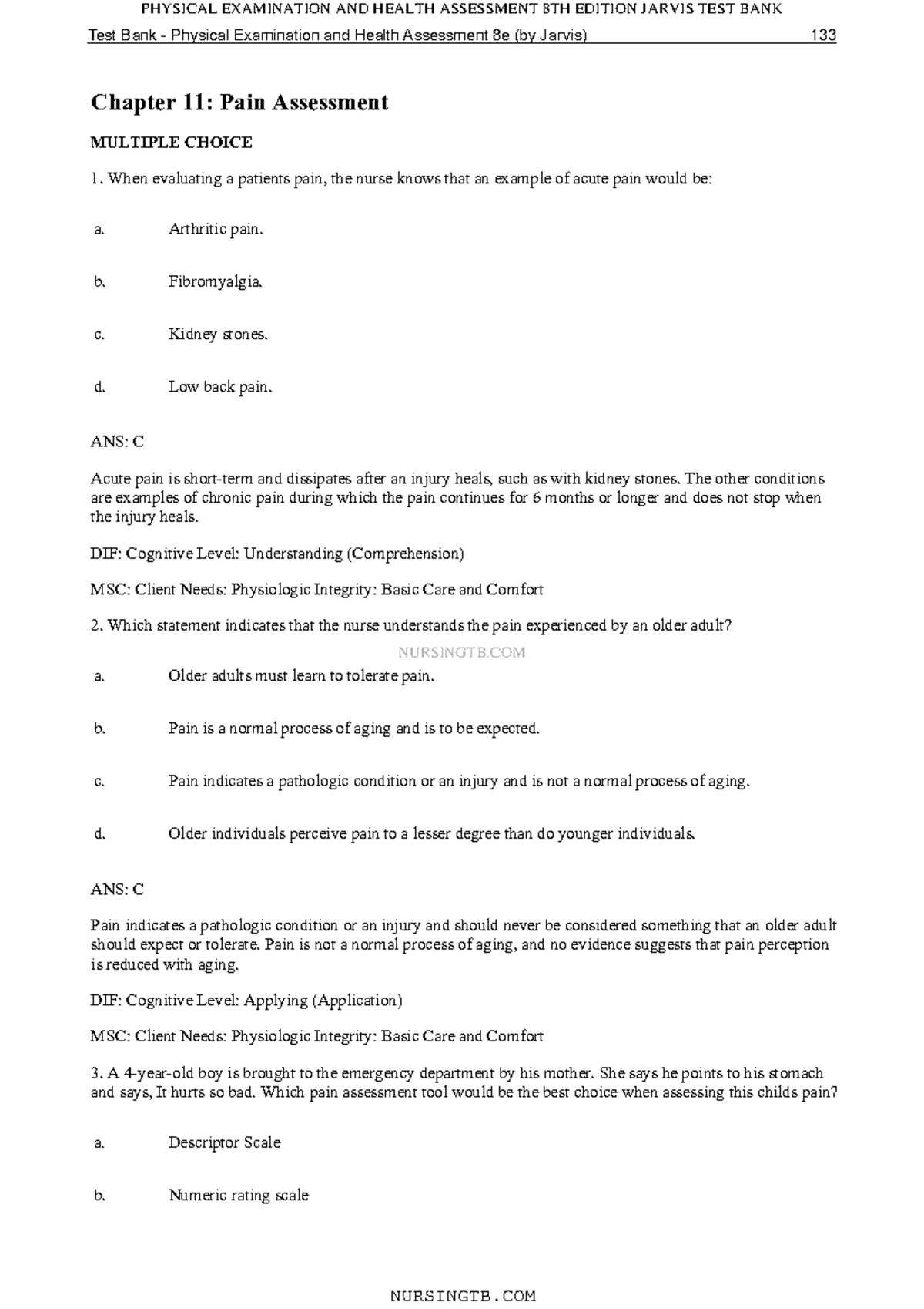 TB-Chapter 11 Pain Assessment - NURSINGTB Chapter 11: Pain Assessment ...