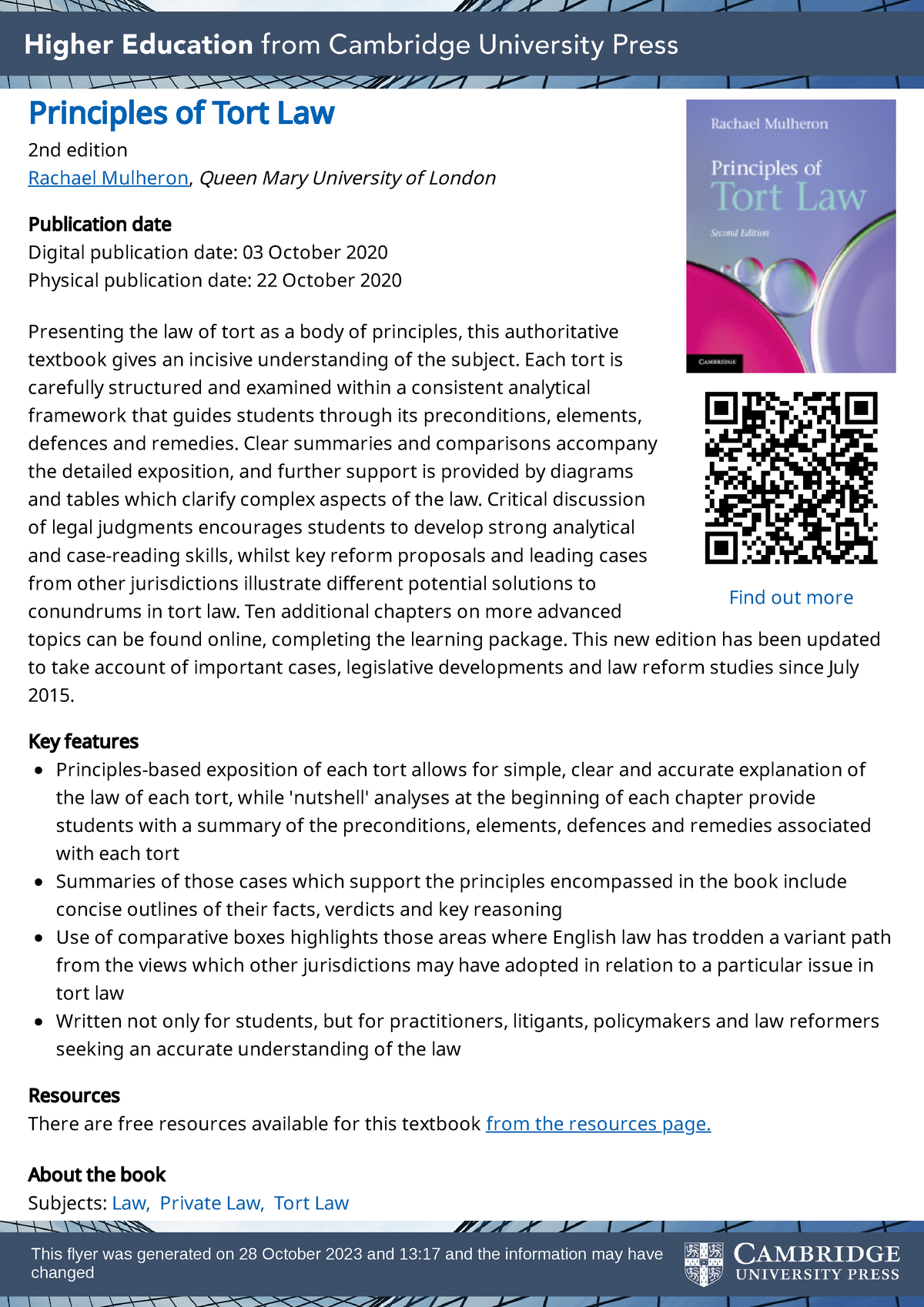 Principles Of Tort Law - Complete Tort Summary - This Flyer Was ...